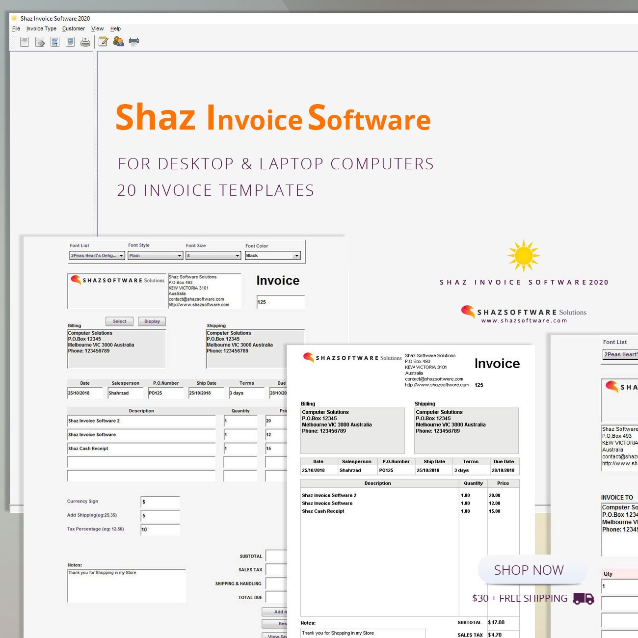 Shaz Invoice Software 2020 Small Business Billing App Forms Simple ID SOFT03