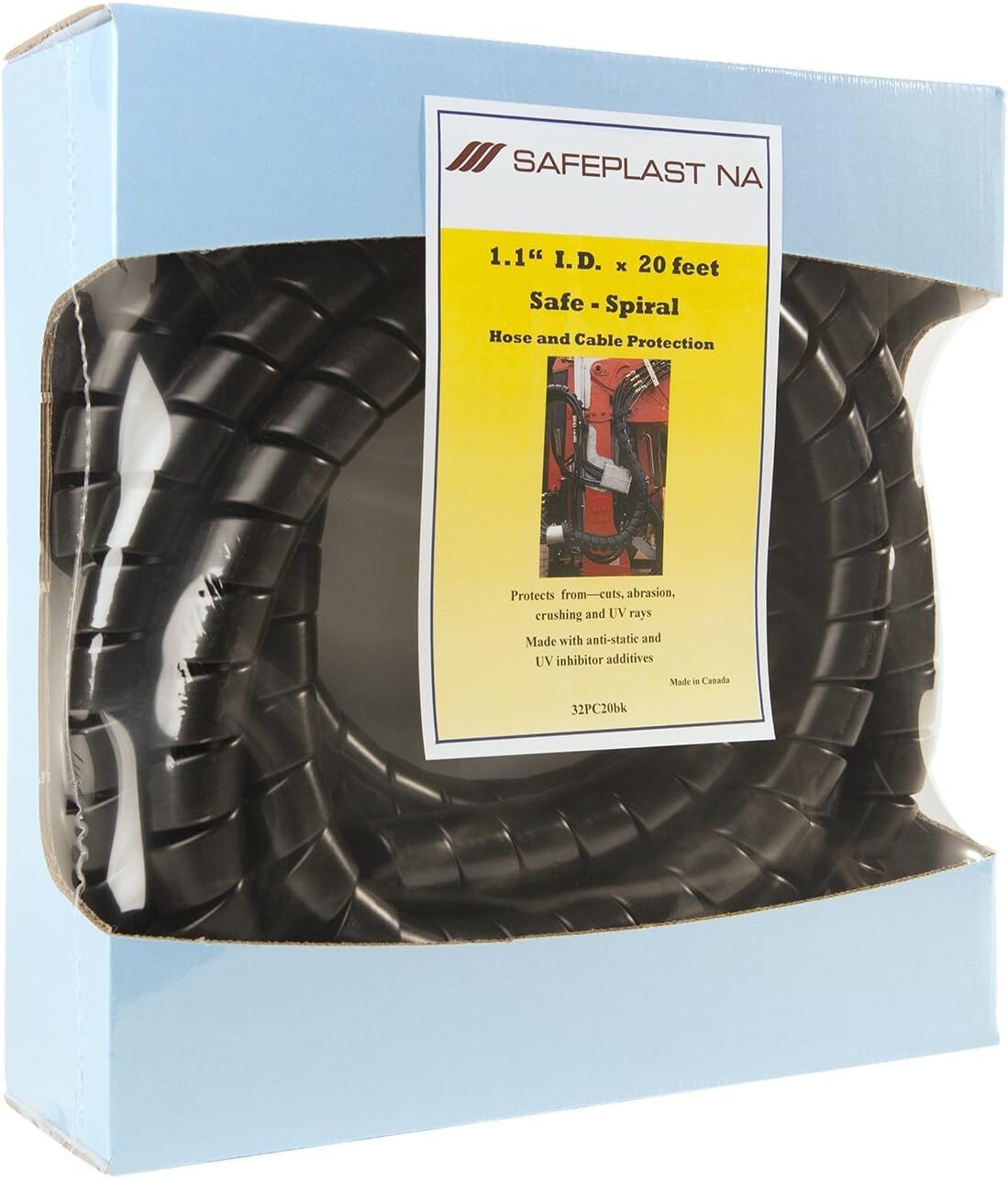 1.25 Od Black Hose Protector Precut Safeplast Sppc Series High Density Polyet...