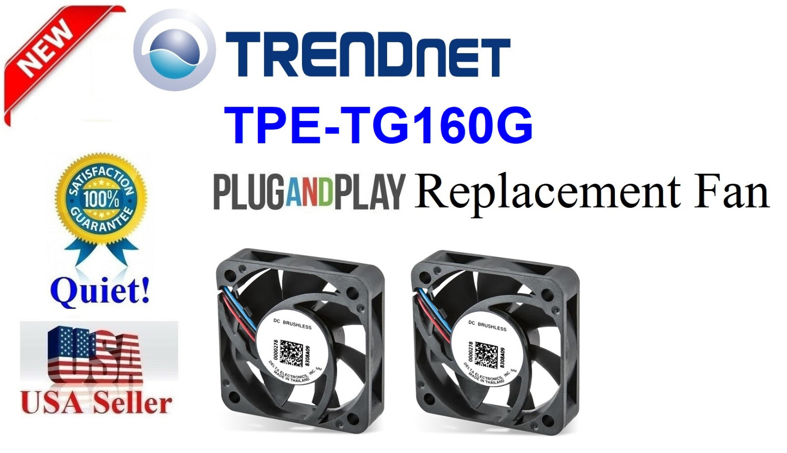 2 Pack *Quiet* Replacement Fans for TRENDnet TPE-TG160G Gigabit Switch