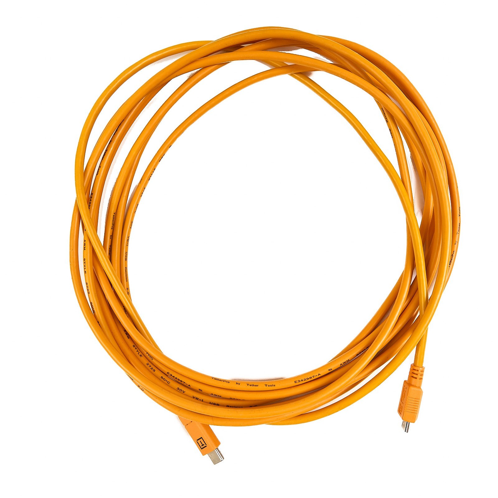 Tether Tools TetherPro USB-C to 2.0 Micro-B 5-Pin Cable | Orange | 15 ft (4.6m)