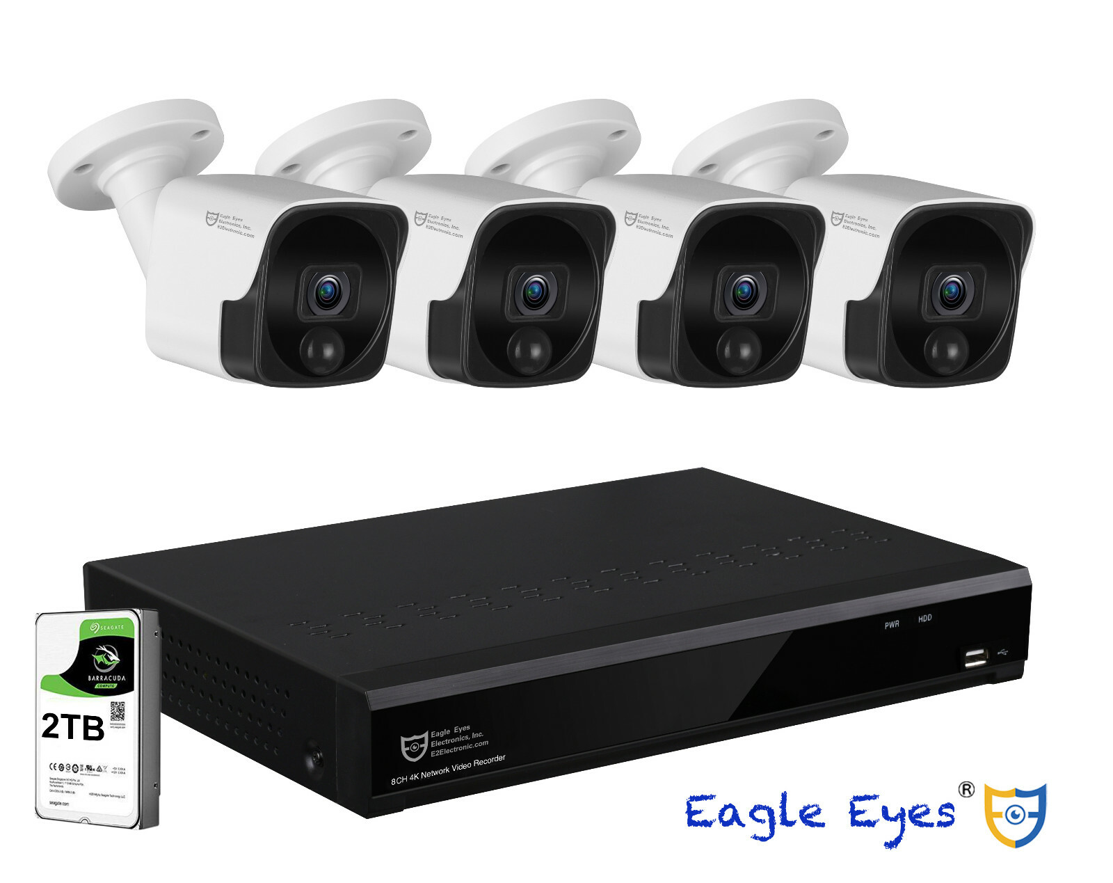 4K 8MP PoE NVR Surveillance Security System Cloud Upload OK 8TB 4x 5MP IP Camera
