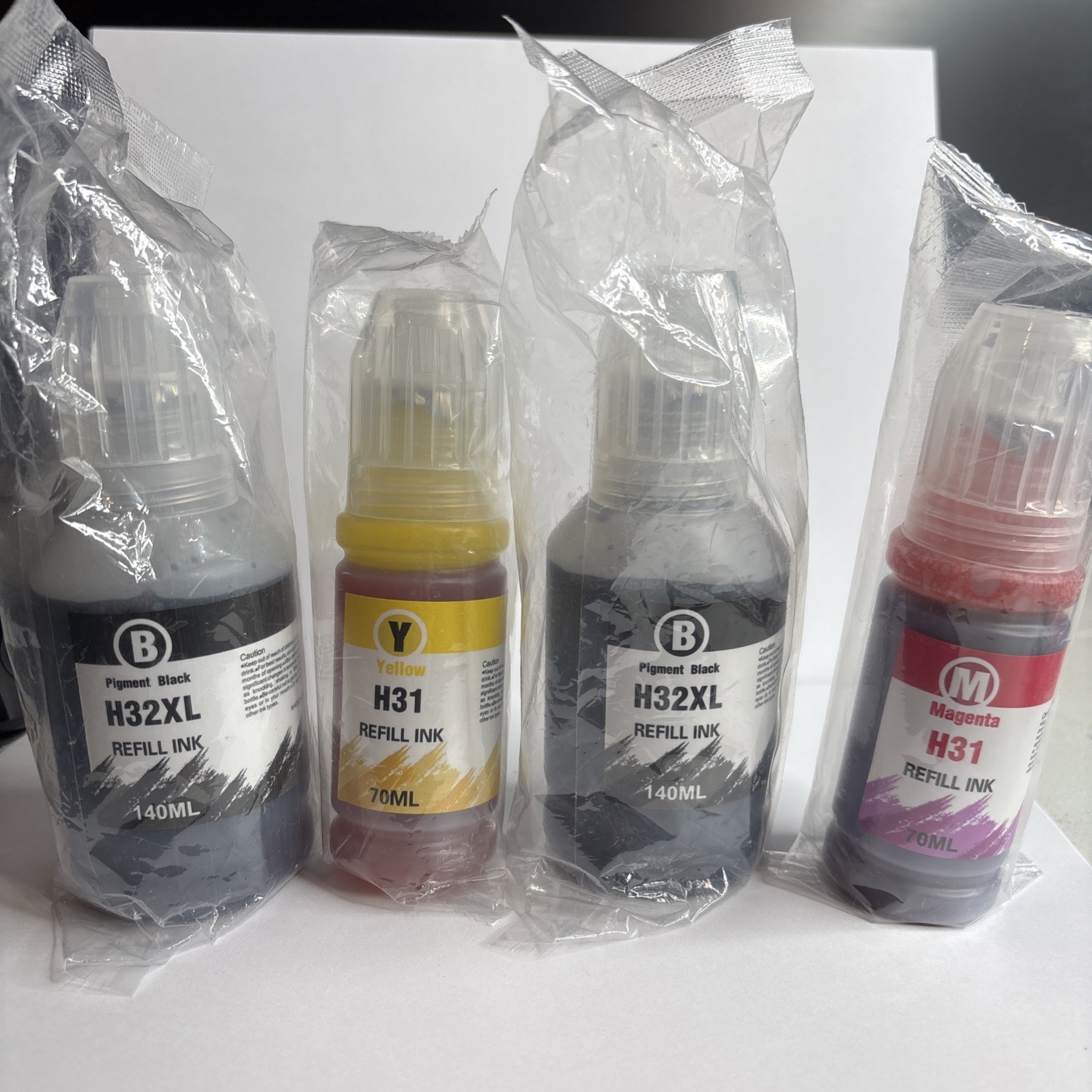Compatible HP 31 Yellow Magenta & 2 HP 32XL Black Ink Lot