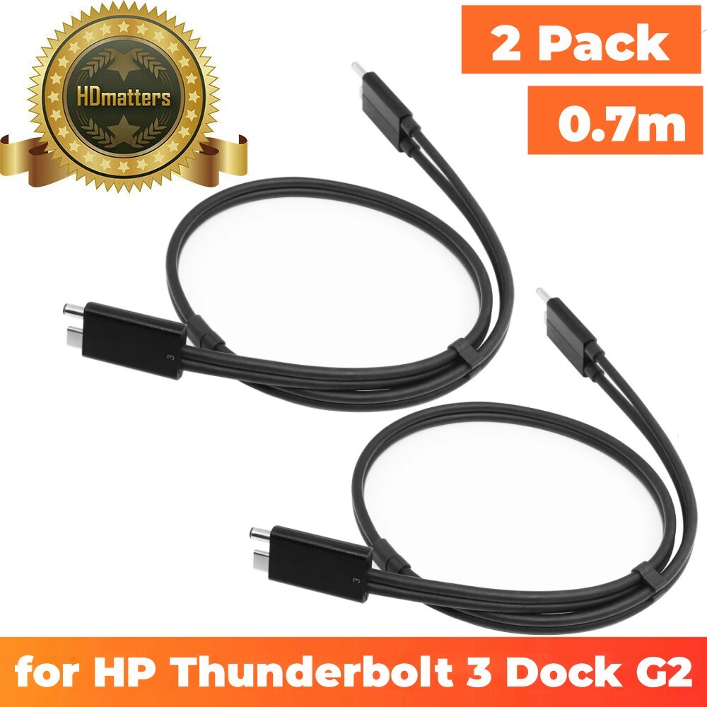 2 pack HP Thunderbolt 3 Dock G2 Combo Cable 0.7m 3XB96UT 3Xb96aa for EliteBook