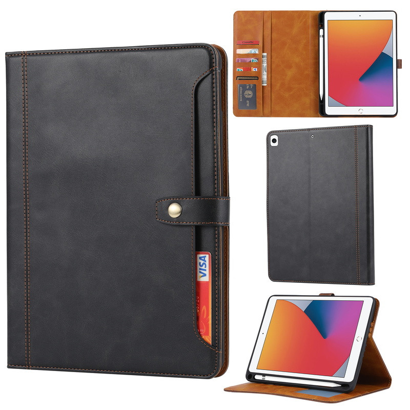 Fr Apple iPad Shockproof Leather Stand Card Slots Case Cover With Pencil Holder-