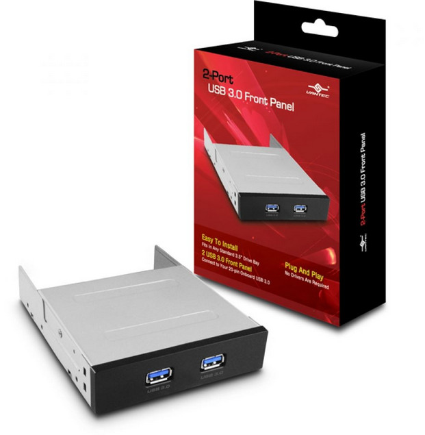 NEW VANTEC 2-Port USB 3.0 Front Panel - Easy To Install, Fits 3.5" Drive Bay