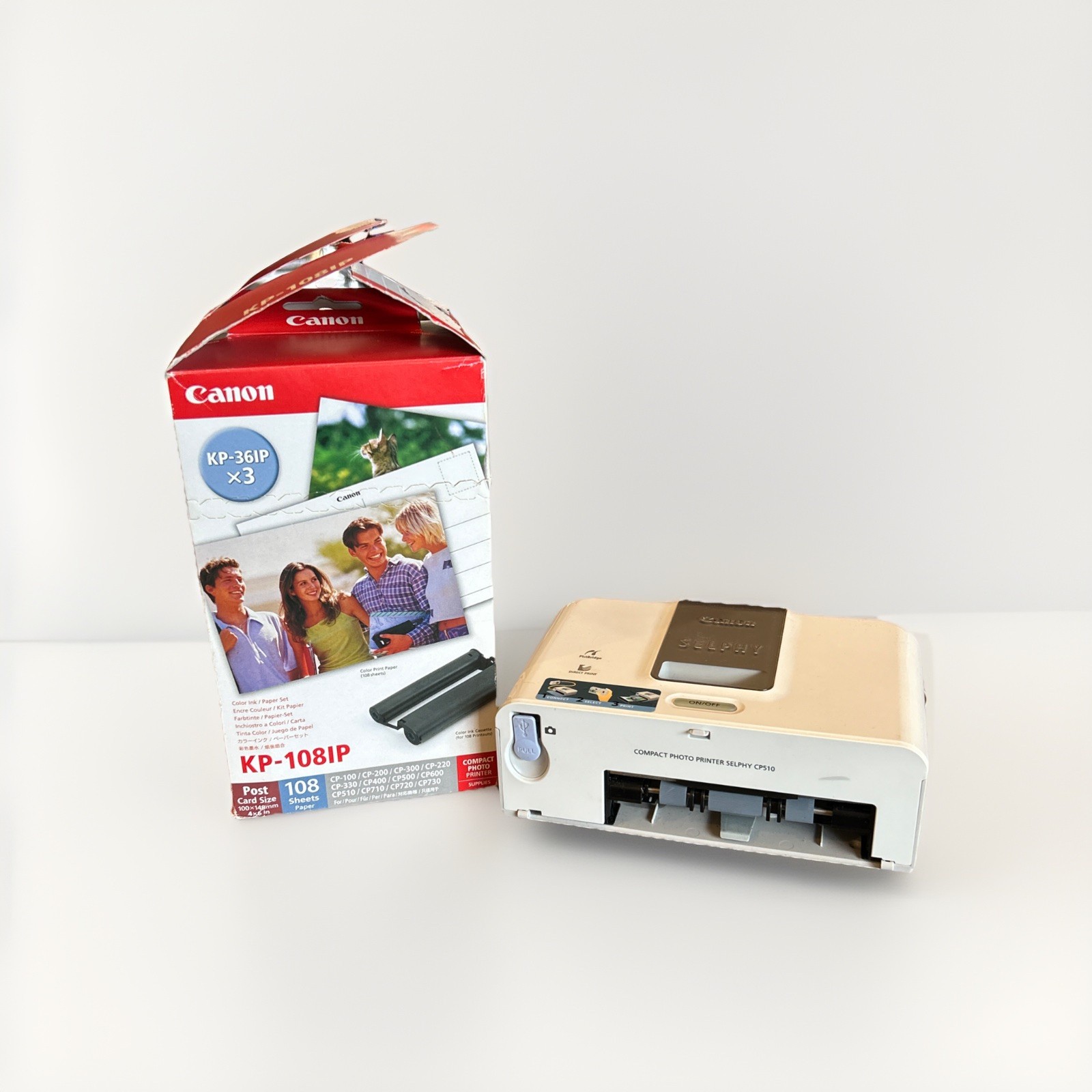 Canon Selphy CP400 Compact Photo Printer With Post Cards & Extras