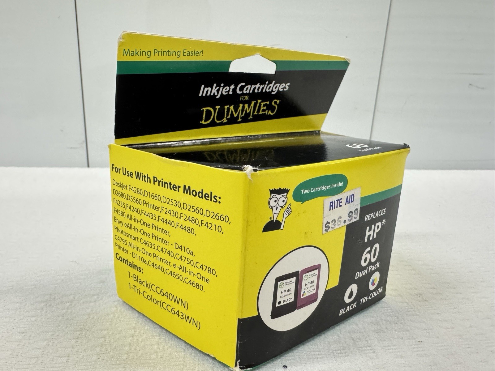 Inkjet Cartridges for Dummies HP 60 Dual Pack Black & Tri-Color Replacement