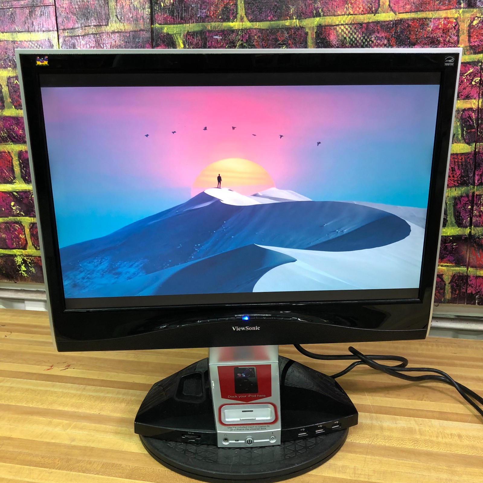 ViewSonic VX2245wm 22" Widescreen LCD Monitor iPod Dock VGA DVI Retro Gaming PC