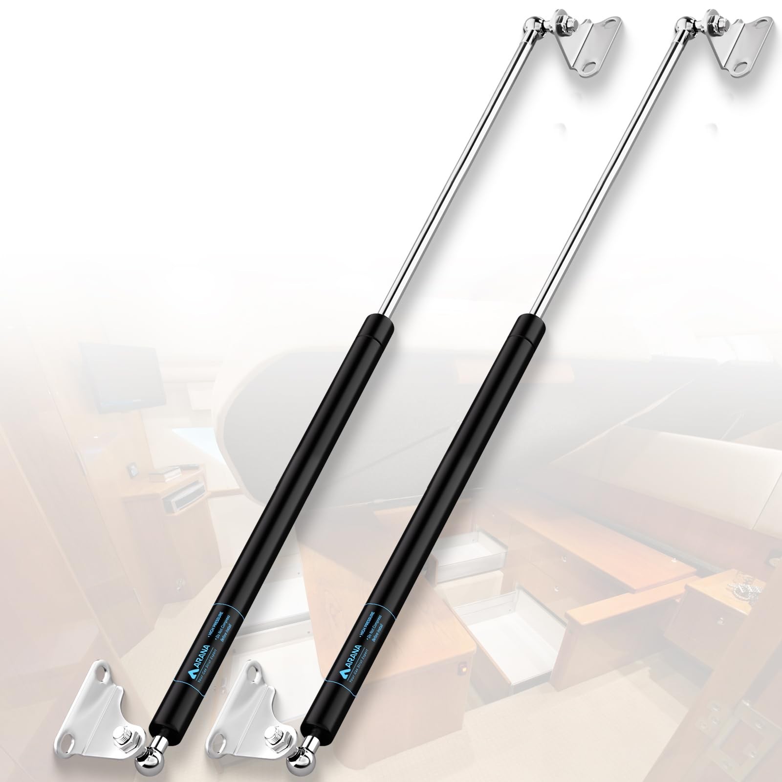 ARANA 20" 250LB Gas Struts w/ Brackets for Hatch Trap Door Murphy Bed 2PCS