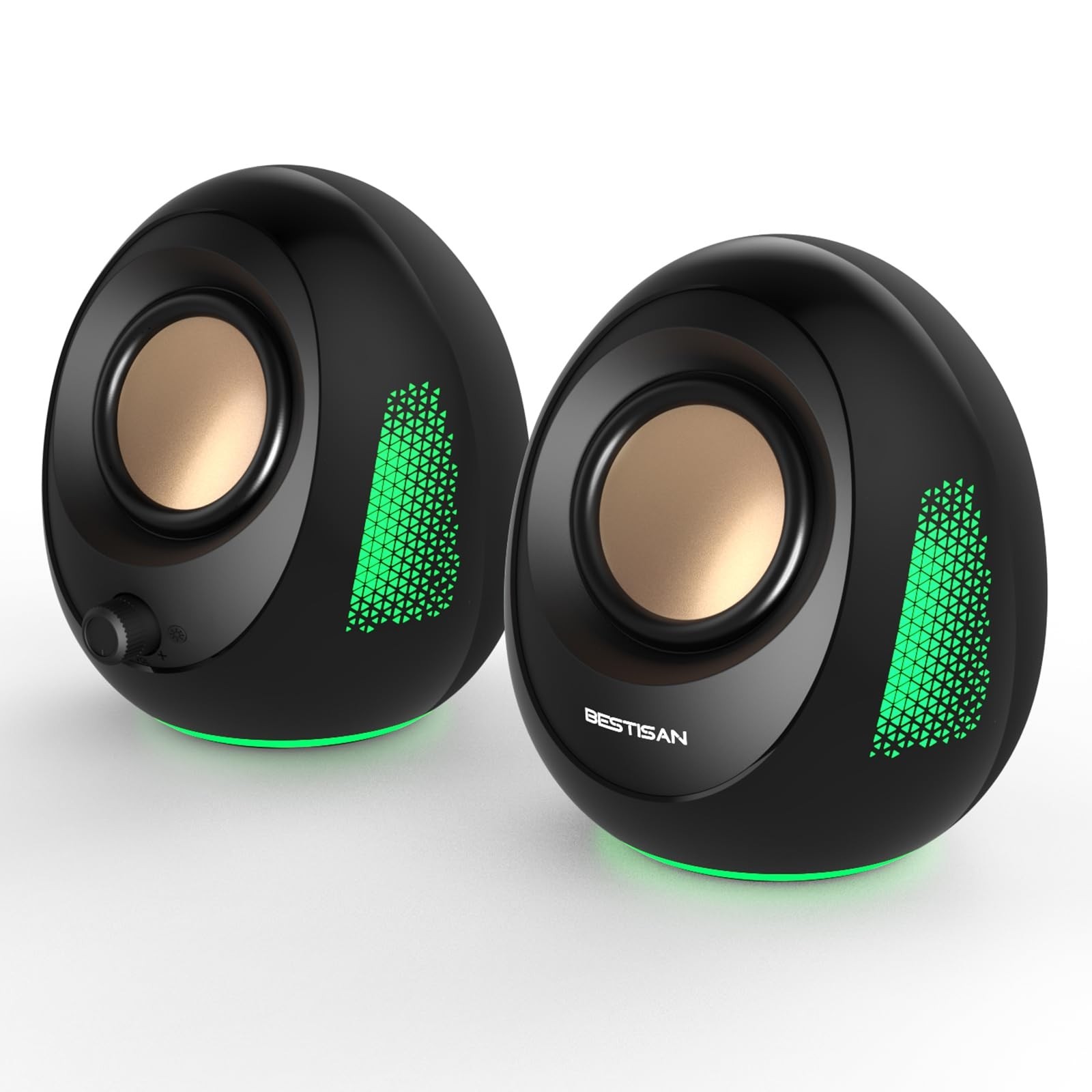 20W Bluetooth Computer Speakers, USB-C Powered, RGB Lights, Enhanced Bass, Plug