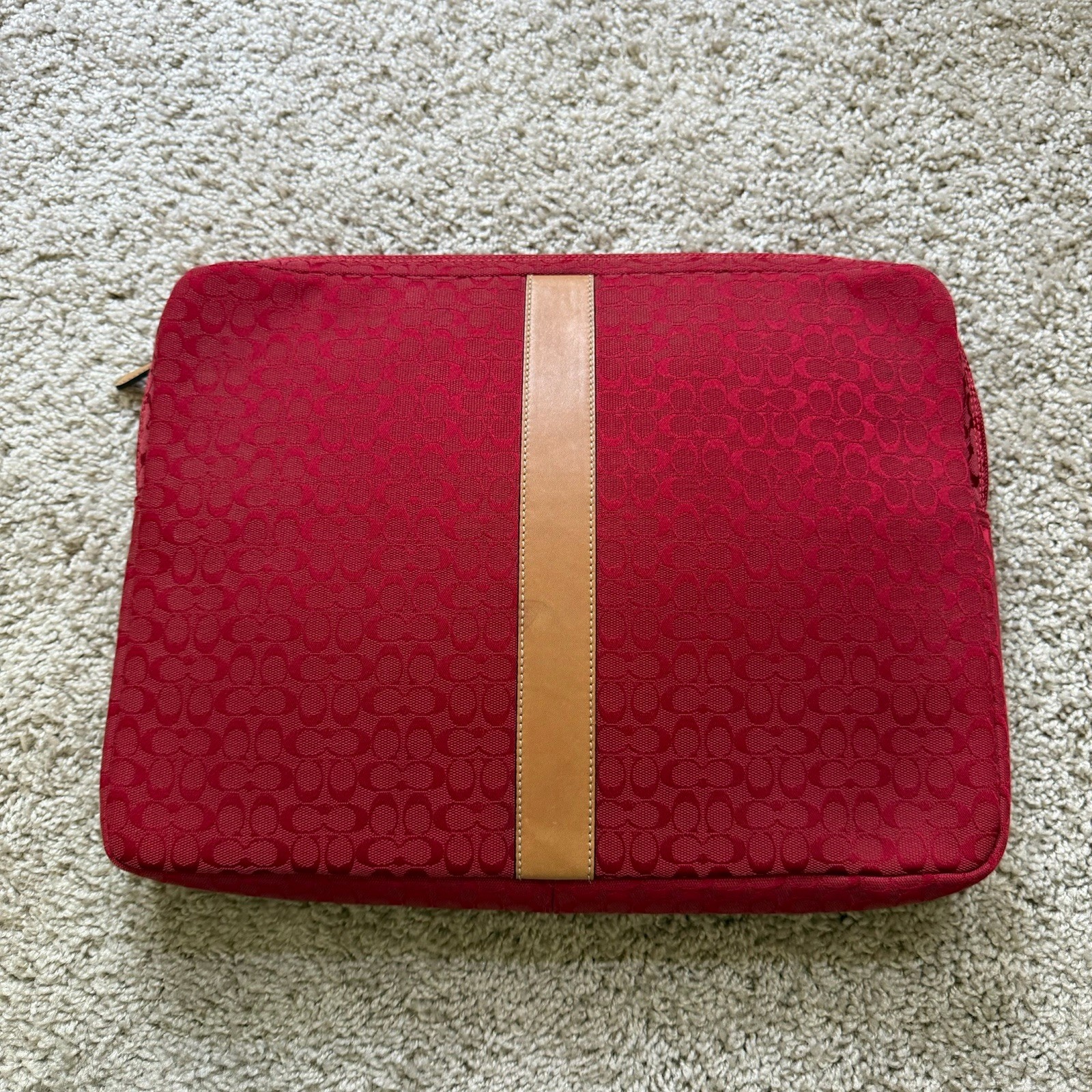 Coach Voyage Signature Padded Laptop Case - Red Canvas
