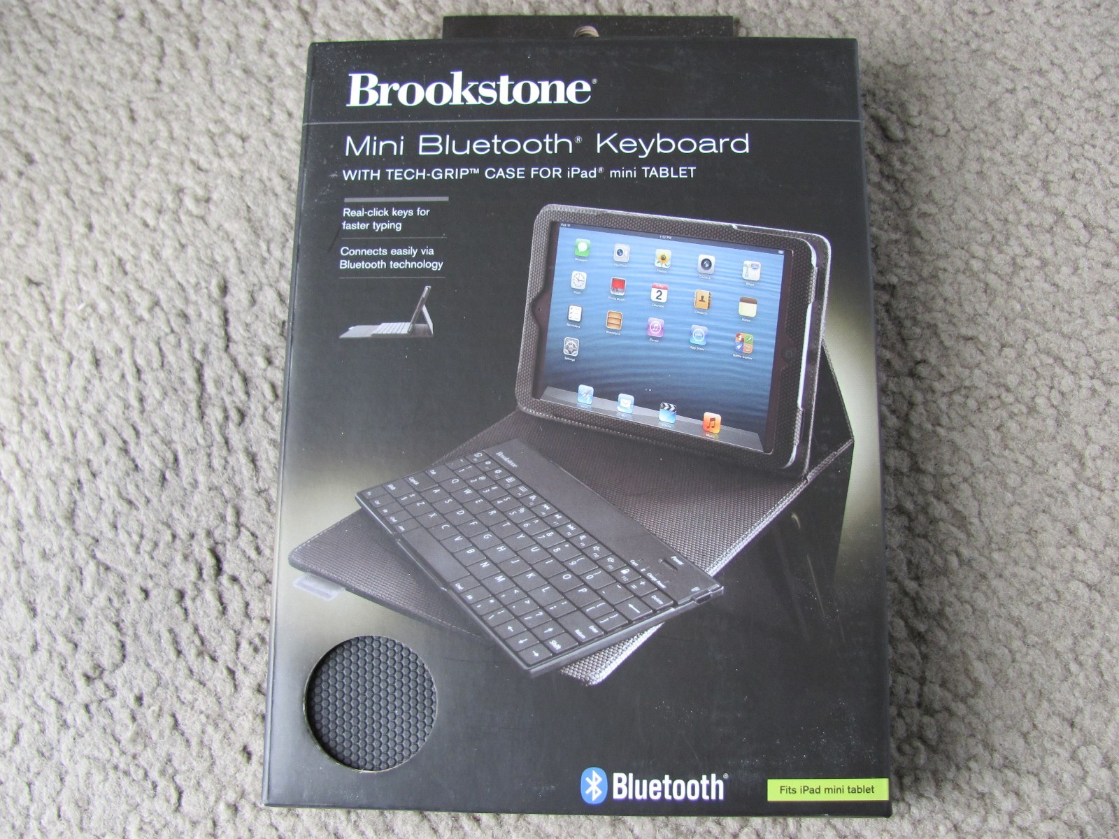 New Brookstone Mini Bluetooth Keyboard with Tech-Grip Case for iPad mini Tablet