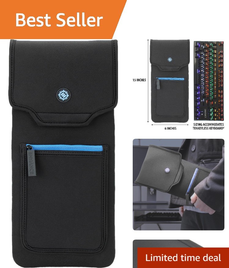Water-Resistant Keyboard Sleeve with Zipper Storage for Esports Keyboards - 15”