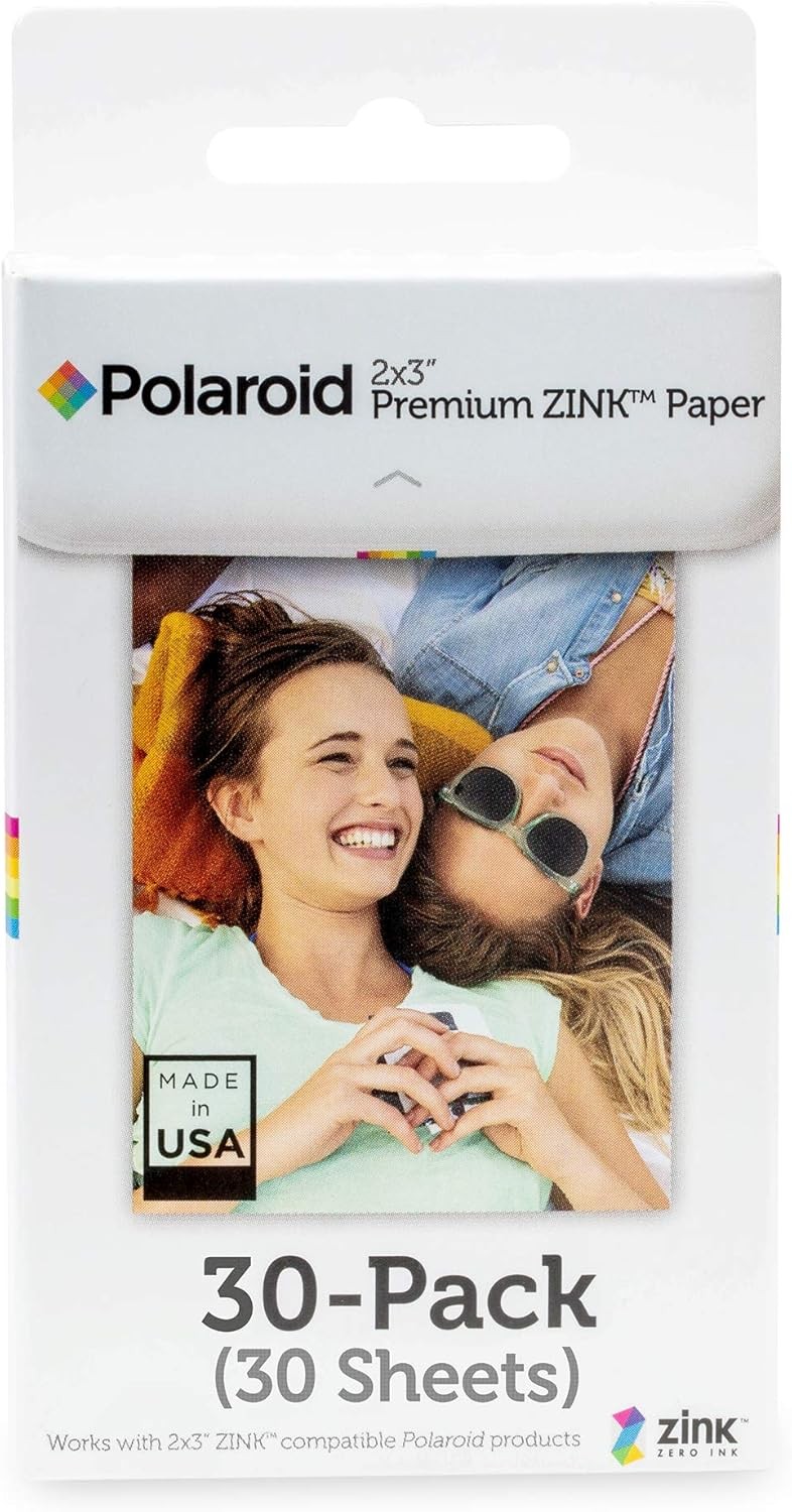 Polaroid Zink Photo Paper 30 Pack 2x3 Color Prints Sticky Back Removable
