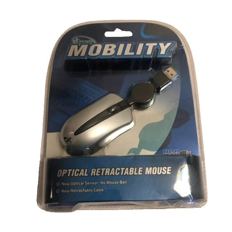 iConcepts Mobility Mini 4D Optical USB Retractable Cable Mouse