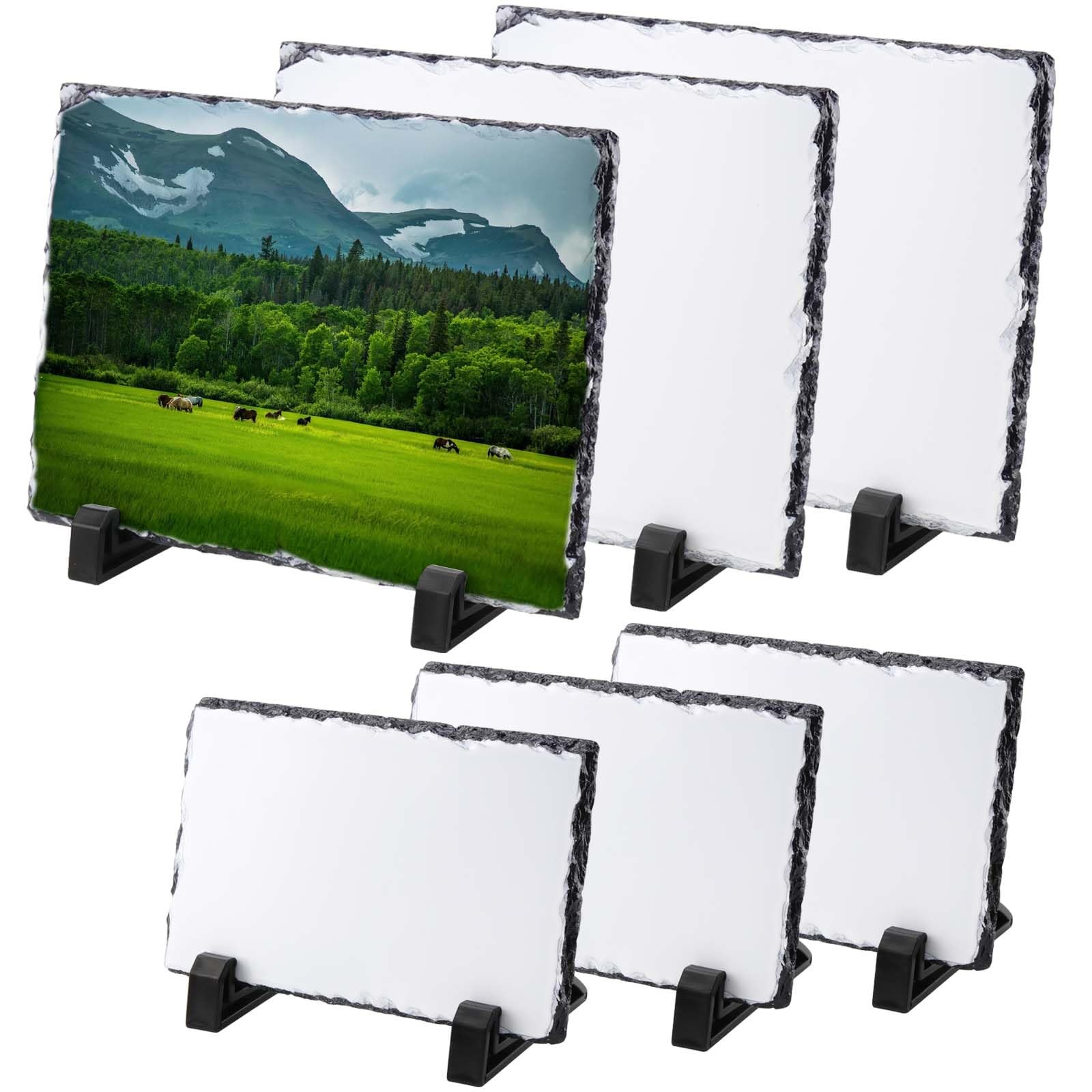 JAPCHET 6 Pack Sublimation Slate Blanks, 2 Size Heat Transfer Rectangular