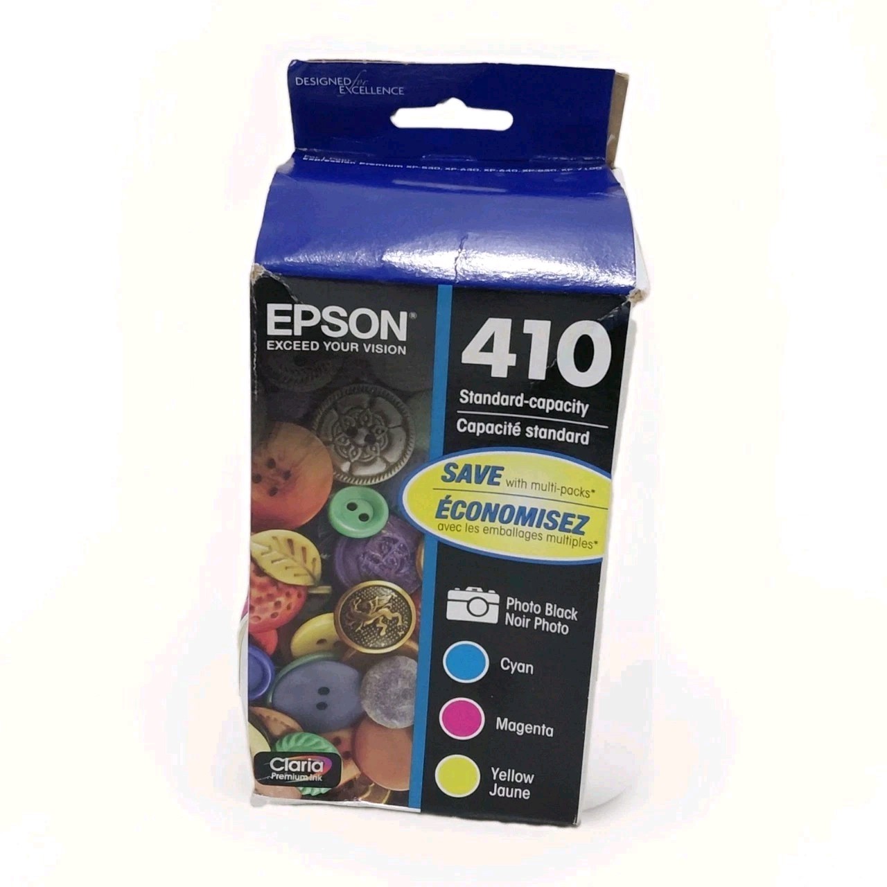 NEW Genuine Epson 410 Photo Black & Tri-Color Ink Cartridges Set BOX DMG 12/2026