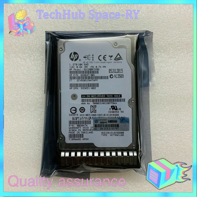 HP 697631-001 1.2TB 6G SAS 10K Rpm SFF 2.5" SC Hard Drive 693647-001 G8 G9