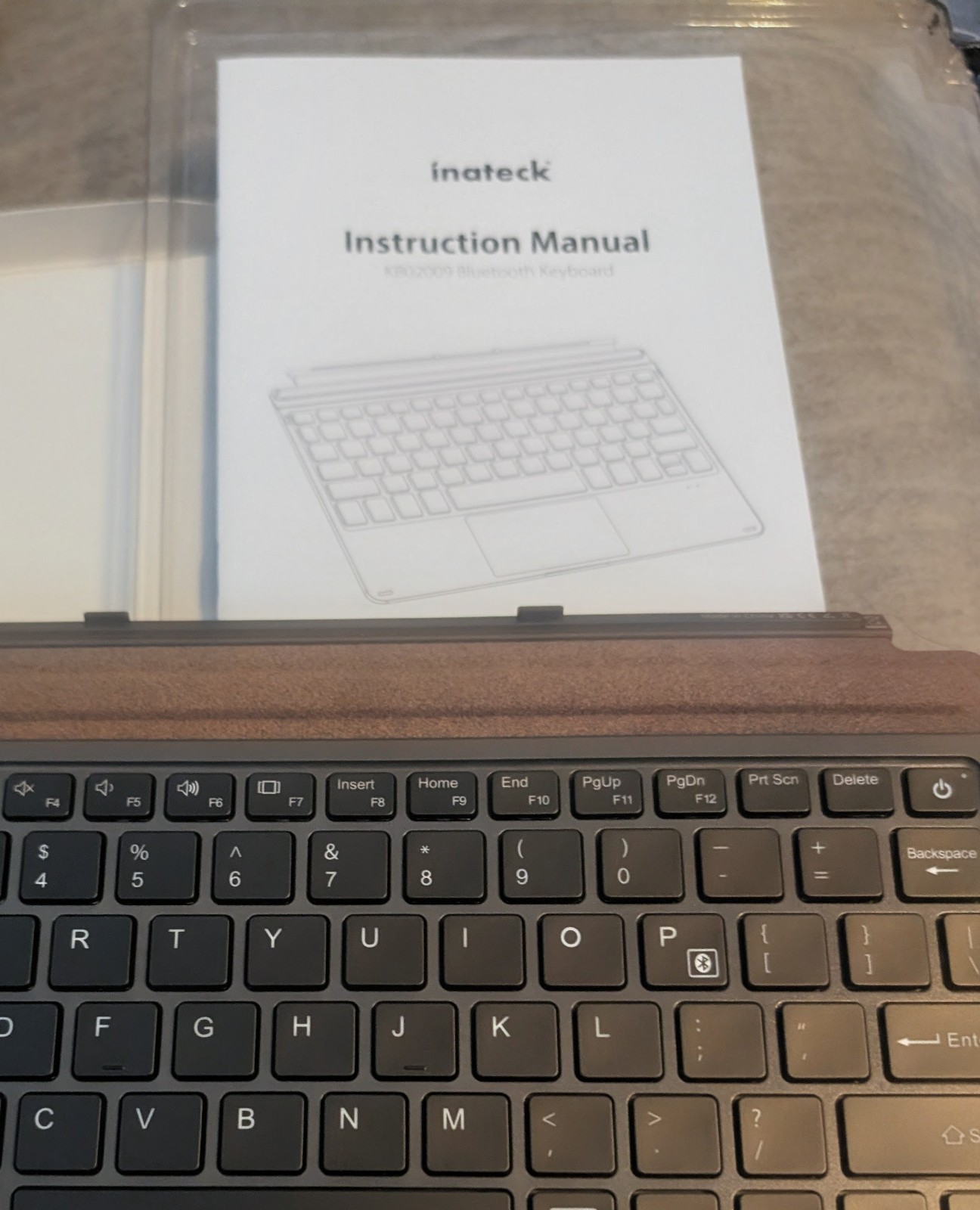 Inateck Bluetooth Keyboard w Trackpad Case Tested Powers On w Cable