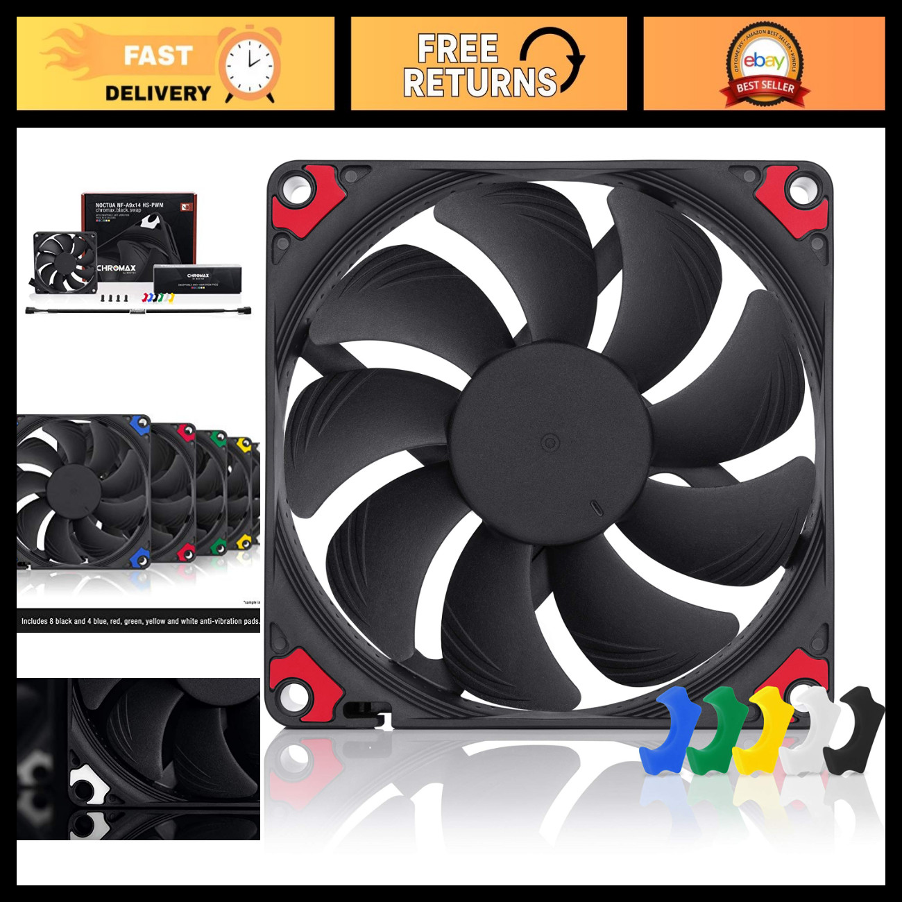High-Performance 92mm Quiet PWM Fan, Slim Design, Low Noise, Ideal for Cooling