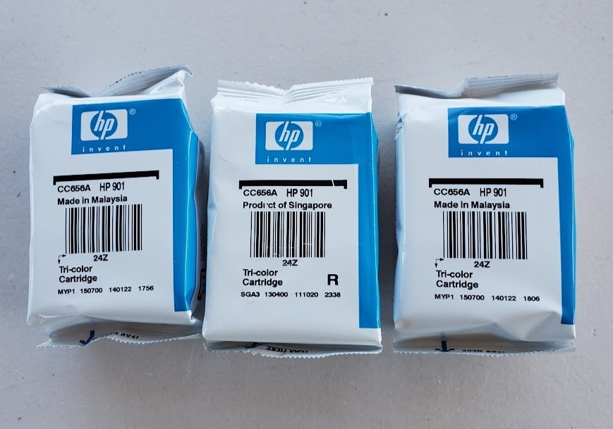 HP 901 Genuine Original Tri-Color Inkjet Ink Cartridge CC656A 3 Pack