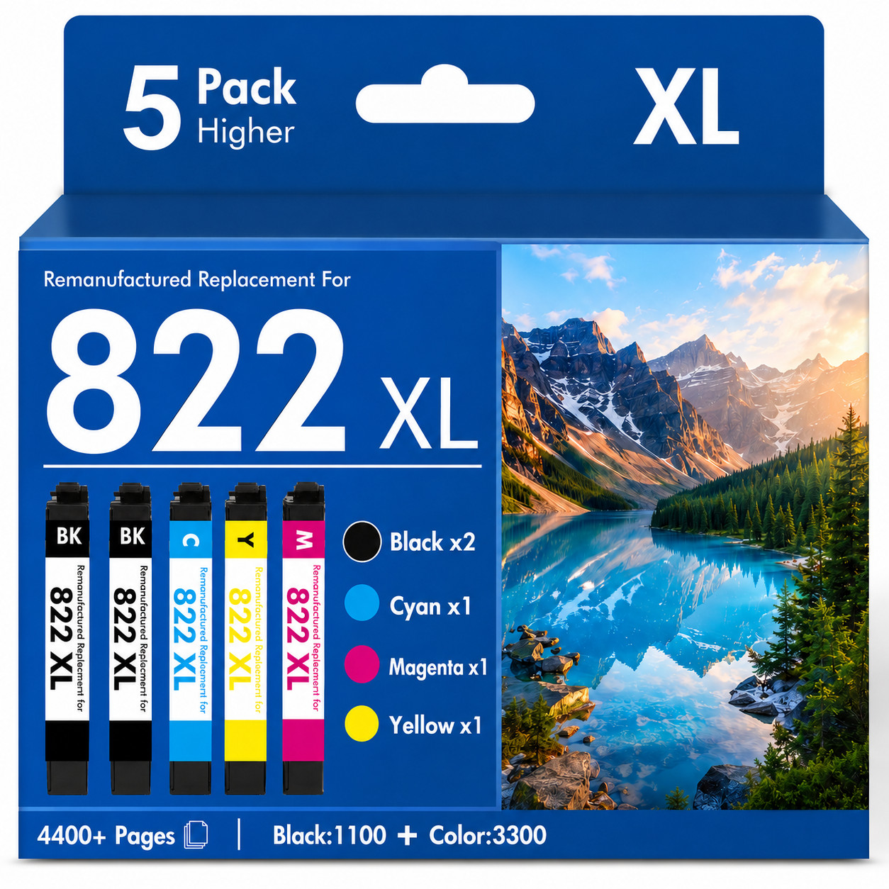 822XL T822xl Ink Cartridges 5Pack For Workforce Pro WF-3820 WF-4820 WF-3823