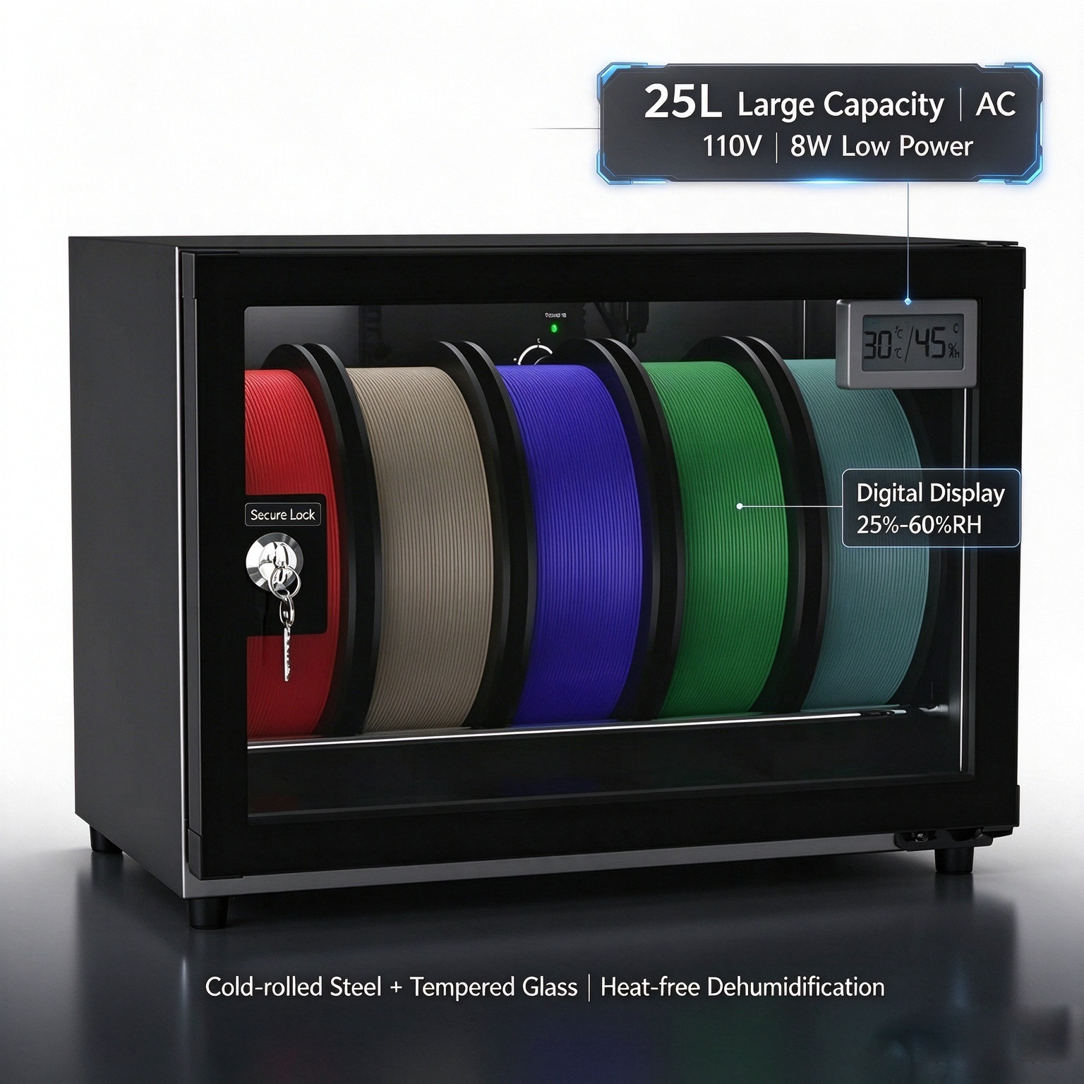 25L 110V 3D Printing Filament Storage Box AB-28SD Digital Display Humidity Contr