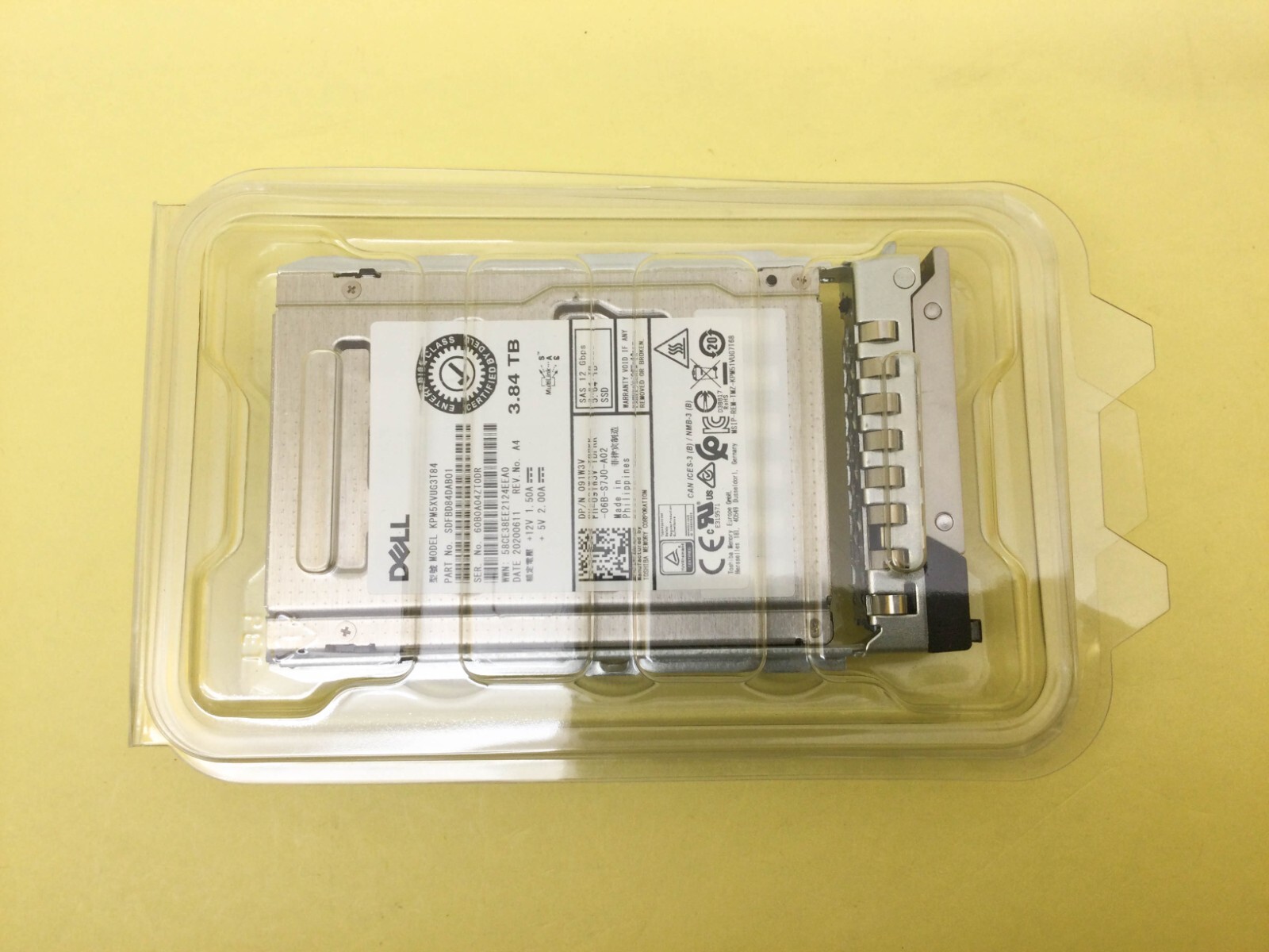 91W3V DELL 3.84TB SAS 12Gbps Mixed Use 2.5 Internal SSD KPM5XVUG3T84 091W3V NEW