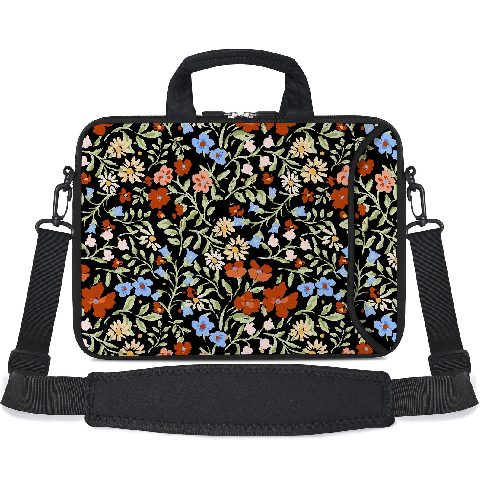 Flowers 2 Laptop Shoulder Bag 1415.6 Inch Messenger Notebook Handle Sleeve