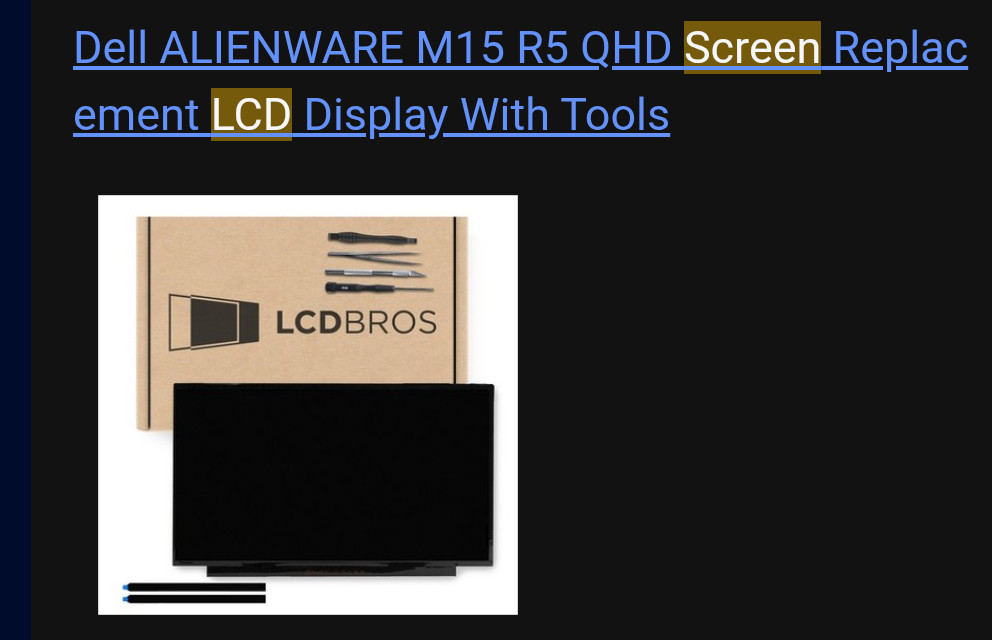 LCDBros GT-82 Alienware M15 Laptop LCD Screen. Brand new/unopened