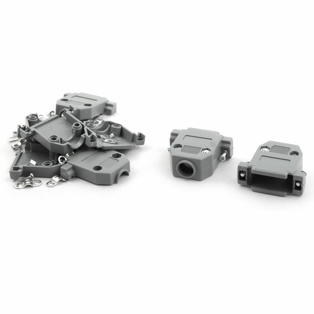 DIY Serial D-Sub DB15 Connector Kit Plastic Hoods Shell Gray 5pcs w Screws