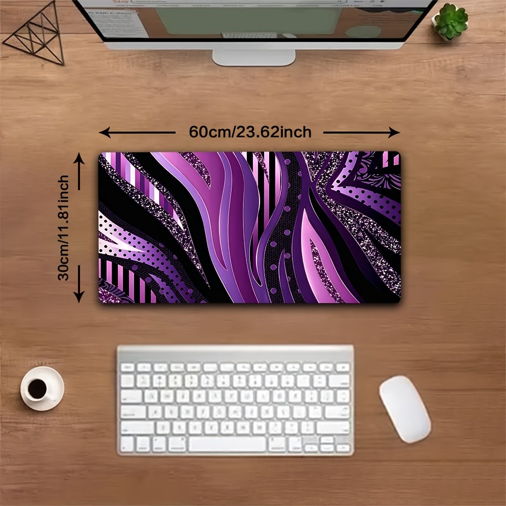 Printed Design – Non-Textured Purple Glitter Swirl Desk Mat Gaming Mouse Pad,