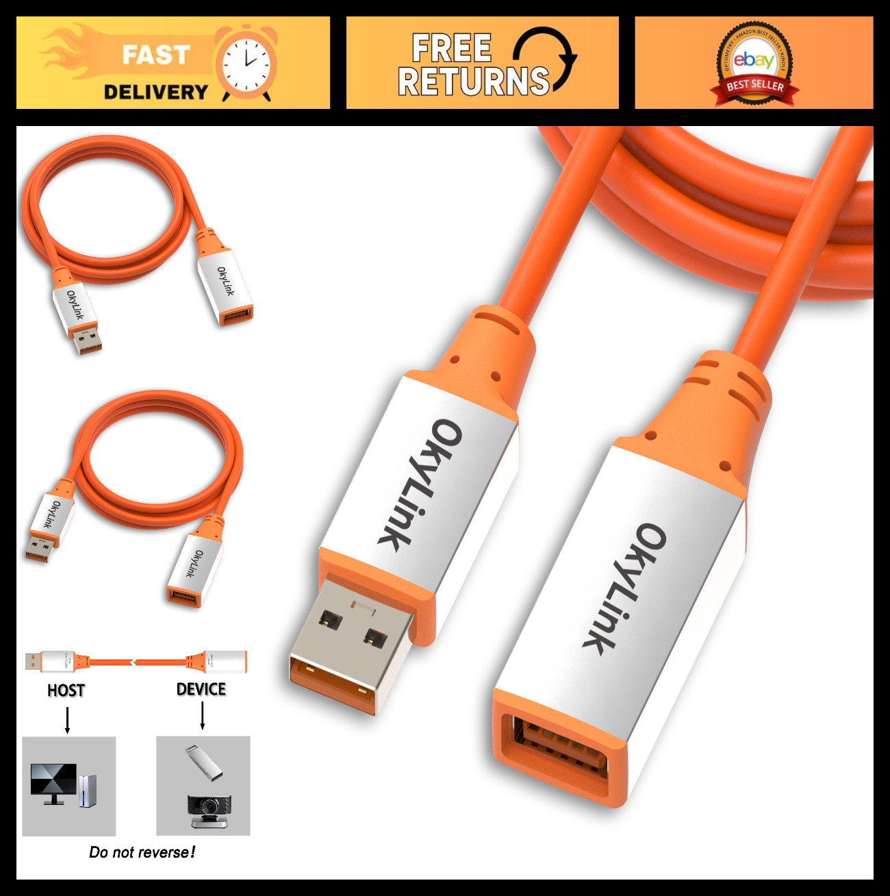 5ft Active USB 3.2 Gen 2 Extension Cable - 10Gbps High-Speed Data Transfer