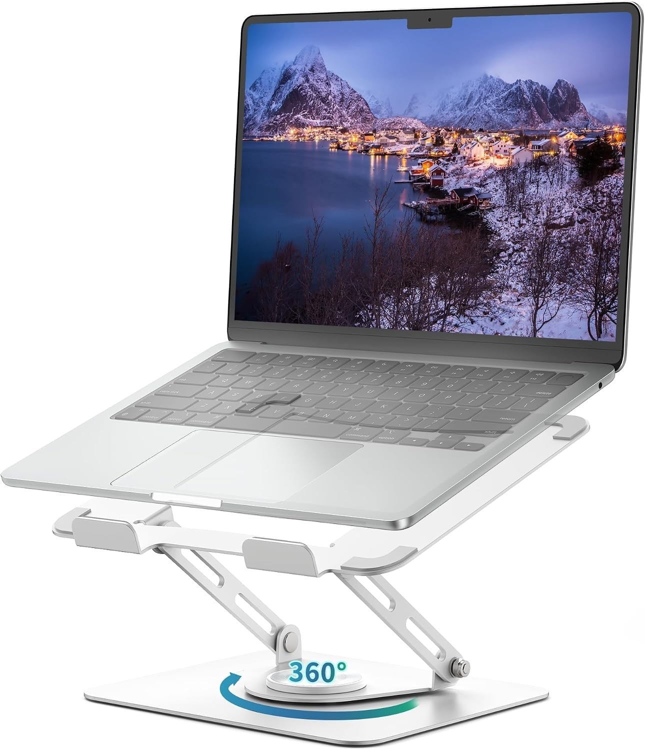 Laptop Stand for Desk with 360° Rotating Base, Multi-Angle Adjustable Laptop ...