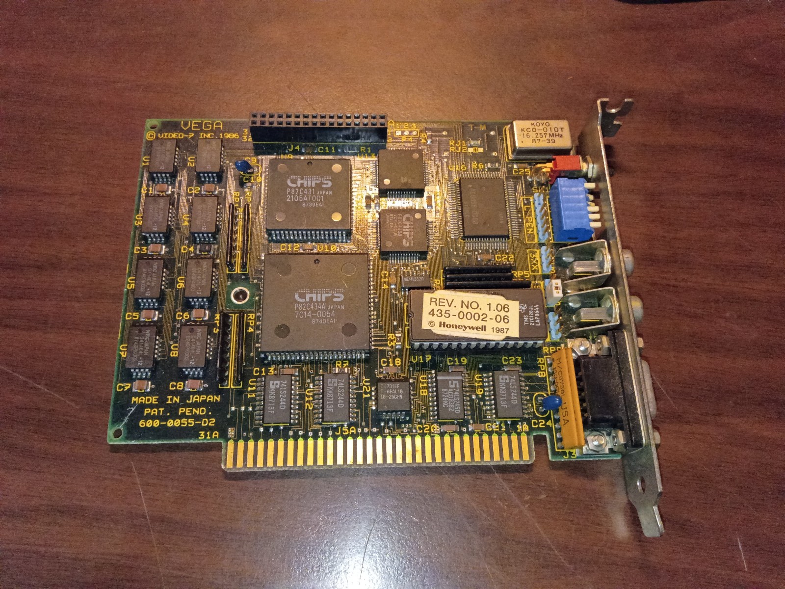 Vintage Video-7 VEGA 8-Bit ISA EGA Card Rev 1.06 1986 – Tested Working