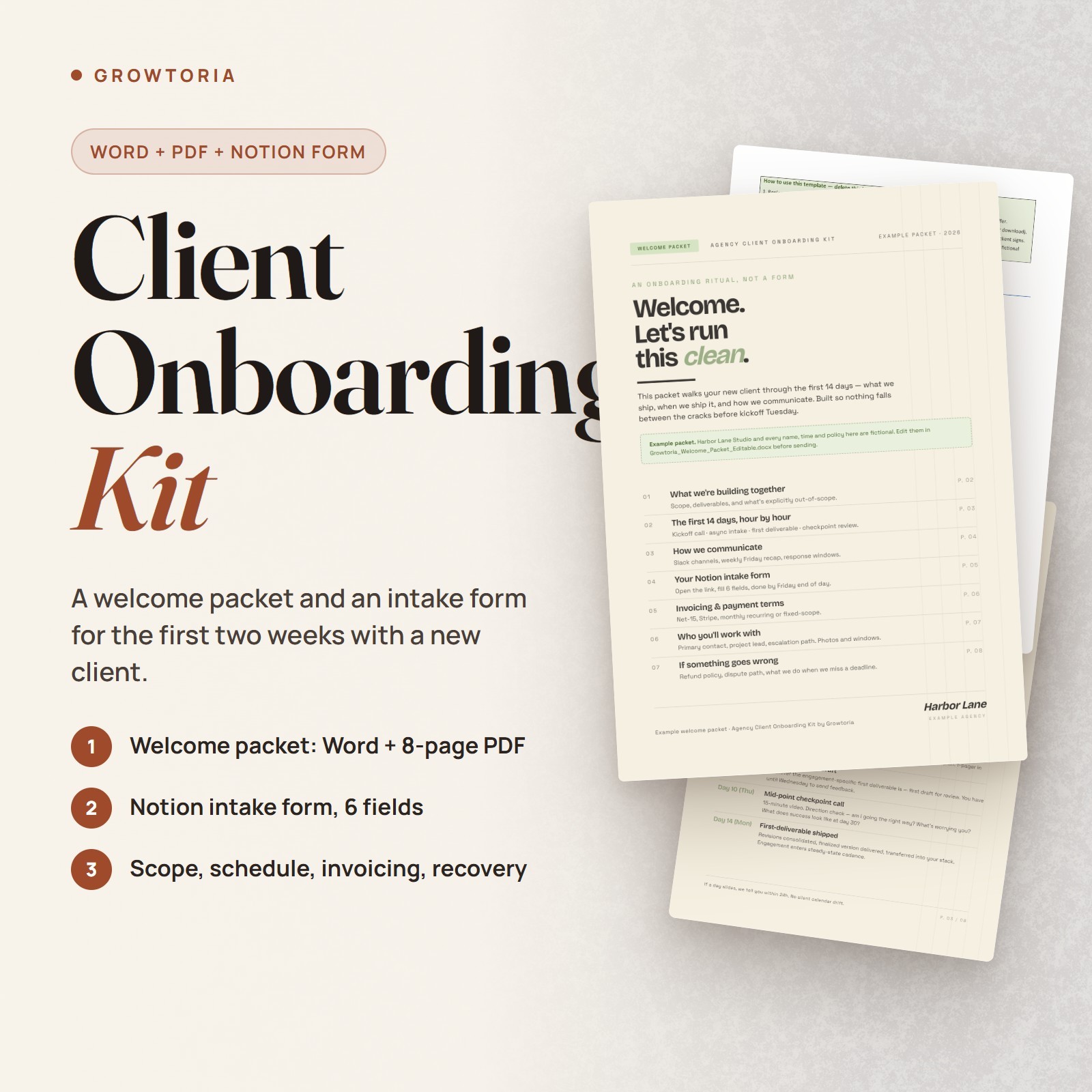 Client Onboarding Welcome Packet Template Word PDF Notion Intake Form Agency