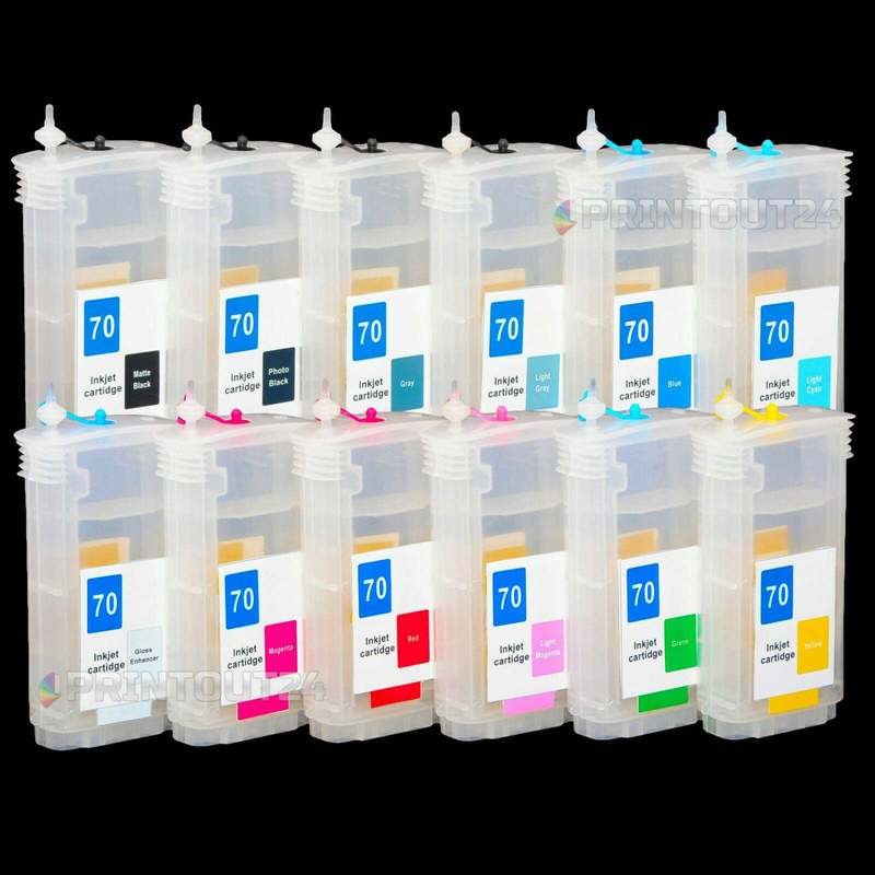 Empty Refillable 70 Ink Cartridges 130ml 12-Pack for DesignJet Z3100 Printer