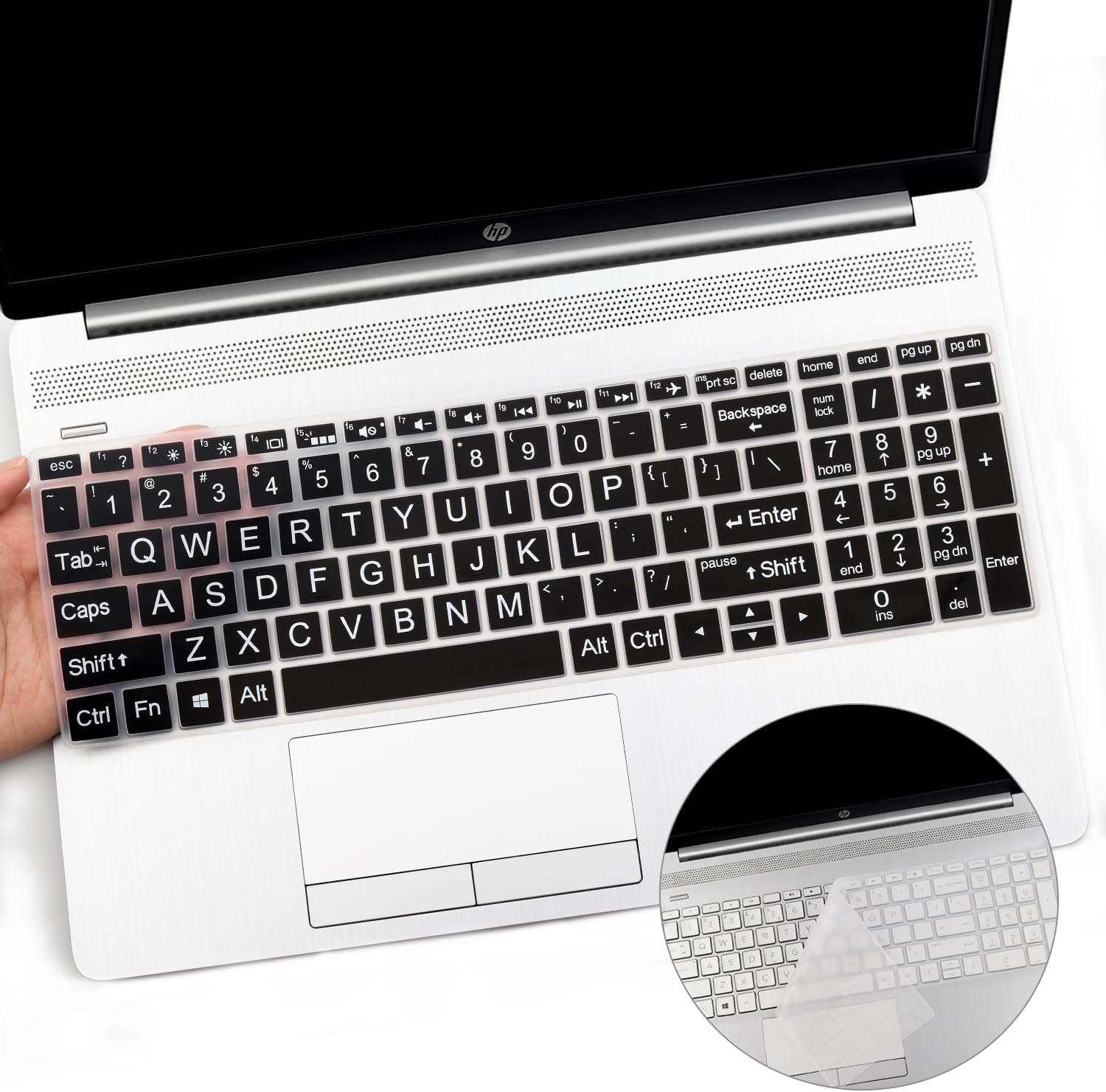 2PCS Keyboard Cover with Large Letters for HP Laptop 15.6 15-dy 15-dw 15-bw