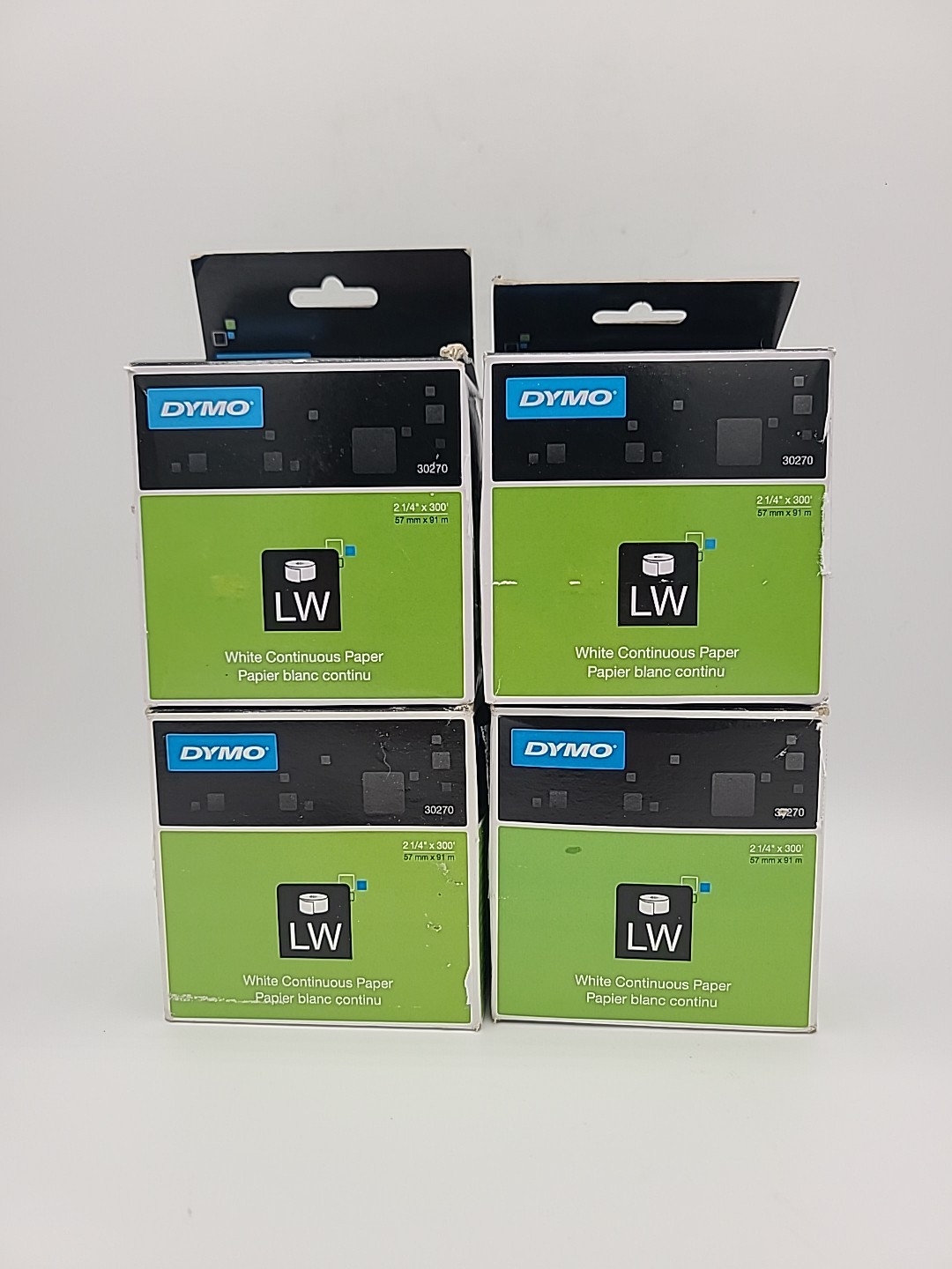 Lot (4) Genuine DYMO 30270 LW Continuous Receipt Paper White 2-1/4" x 300' Rolls