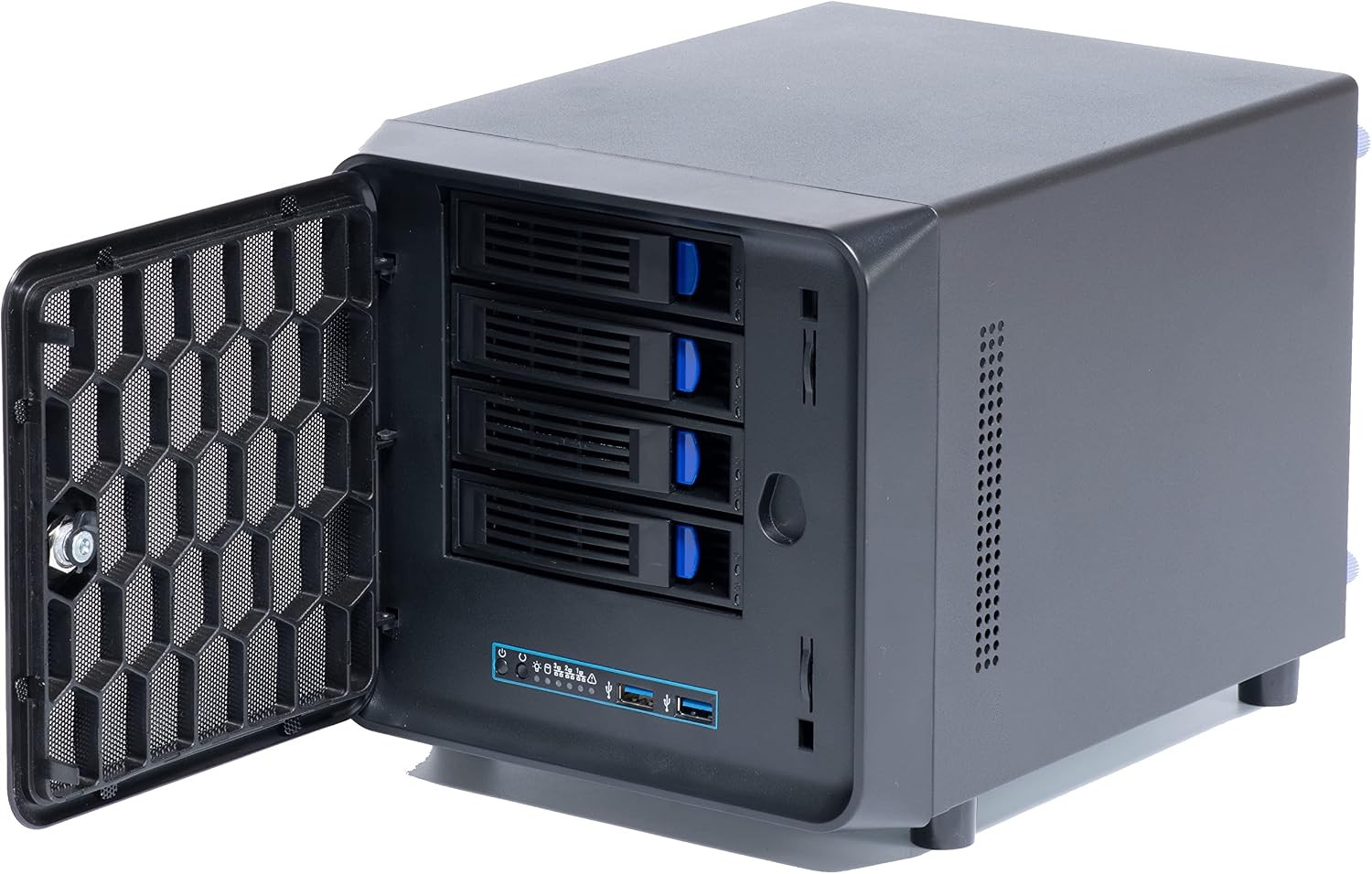 4 + 1 Bay DIY NAS Case, 4 X 2.5″ / 3.5″ Tray + 1 X 2.5″ Internal Bay. MB ITX. PS