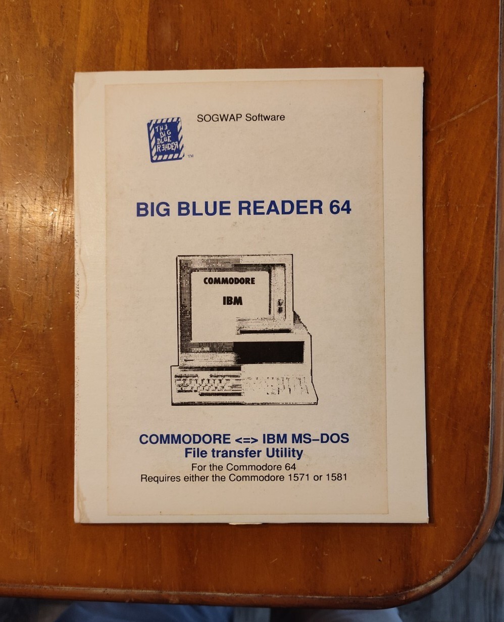 Big Blue Reader 64 Commodore IBM MS-DOS File Transfer Utility on 5.25 disk 