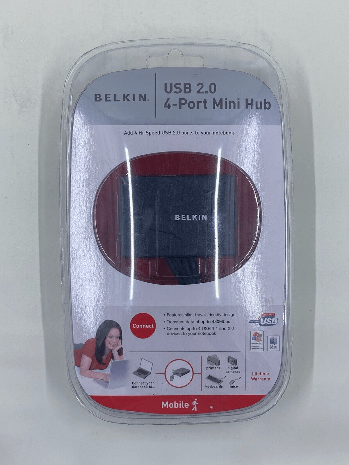 BELKIN USB 2.0 / 4-PORT Mini Hub P47182 Multi Use Mobile Travel Mini Hub NEW