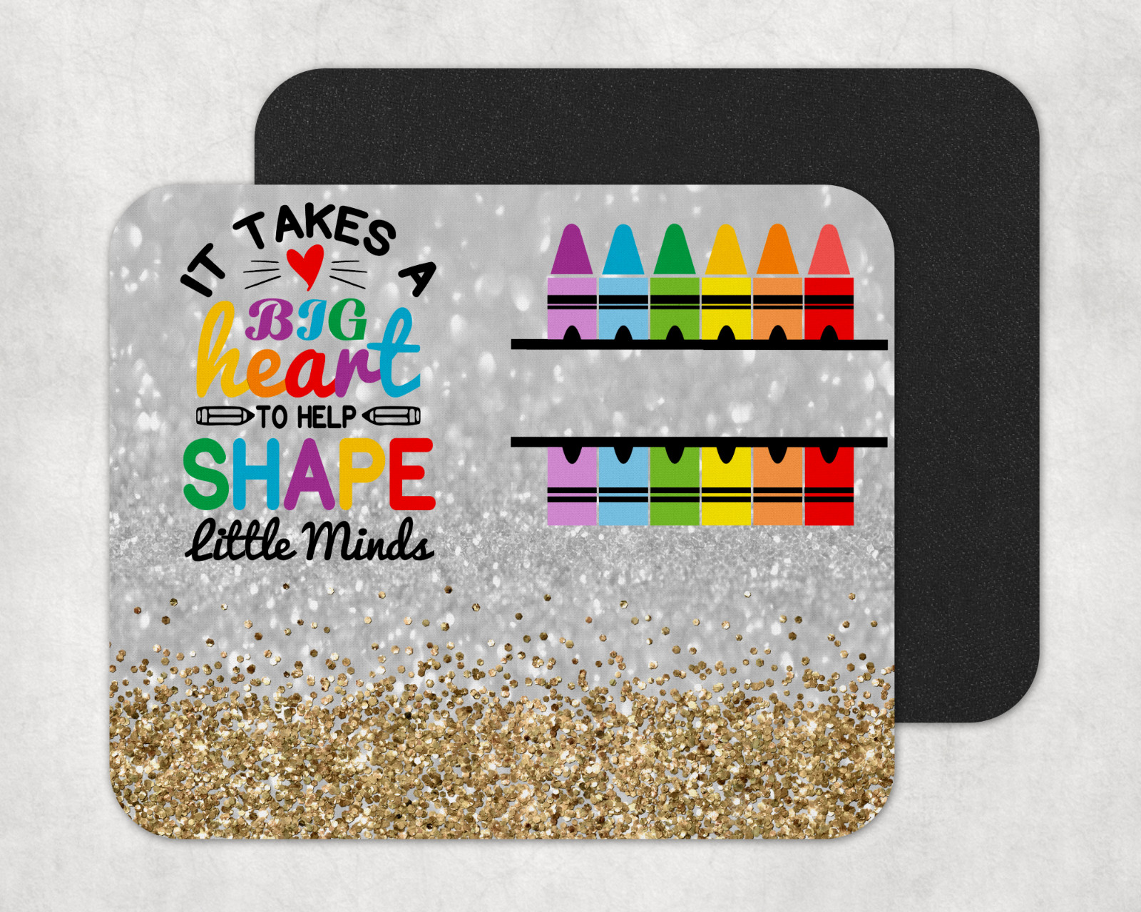 Glitter Custom Name Gold Mousepad, Teacher Gift, Back to School, Christmas
