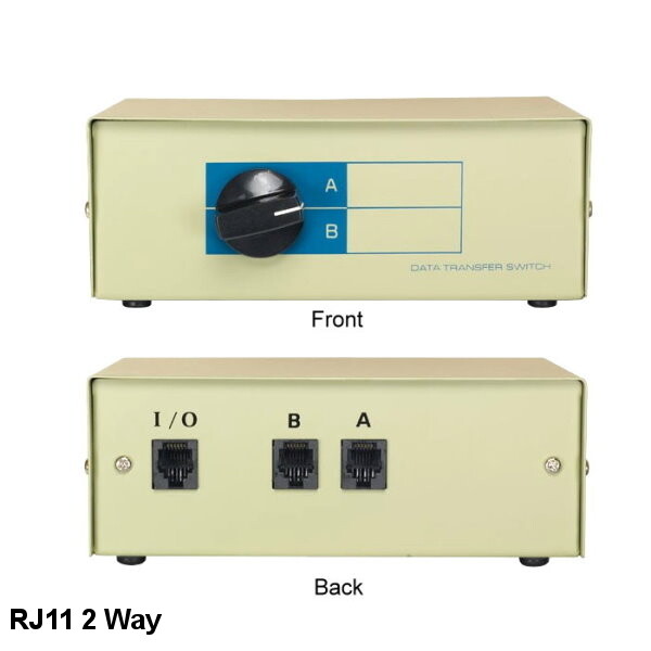 KNTK 2-Way RJ11 Data Transfer Switch Box Rotary for Phone Jack RJ-11 Fax Modem