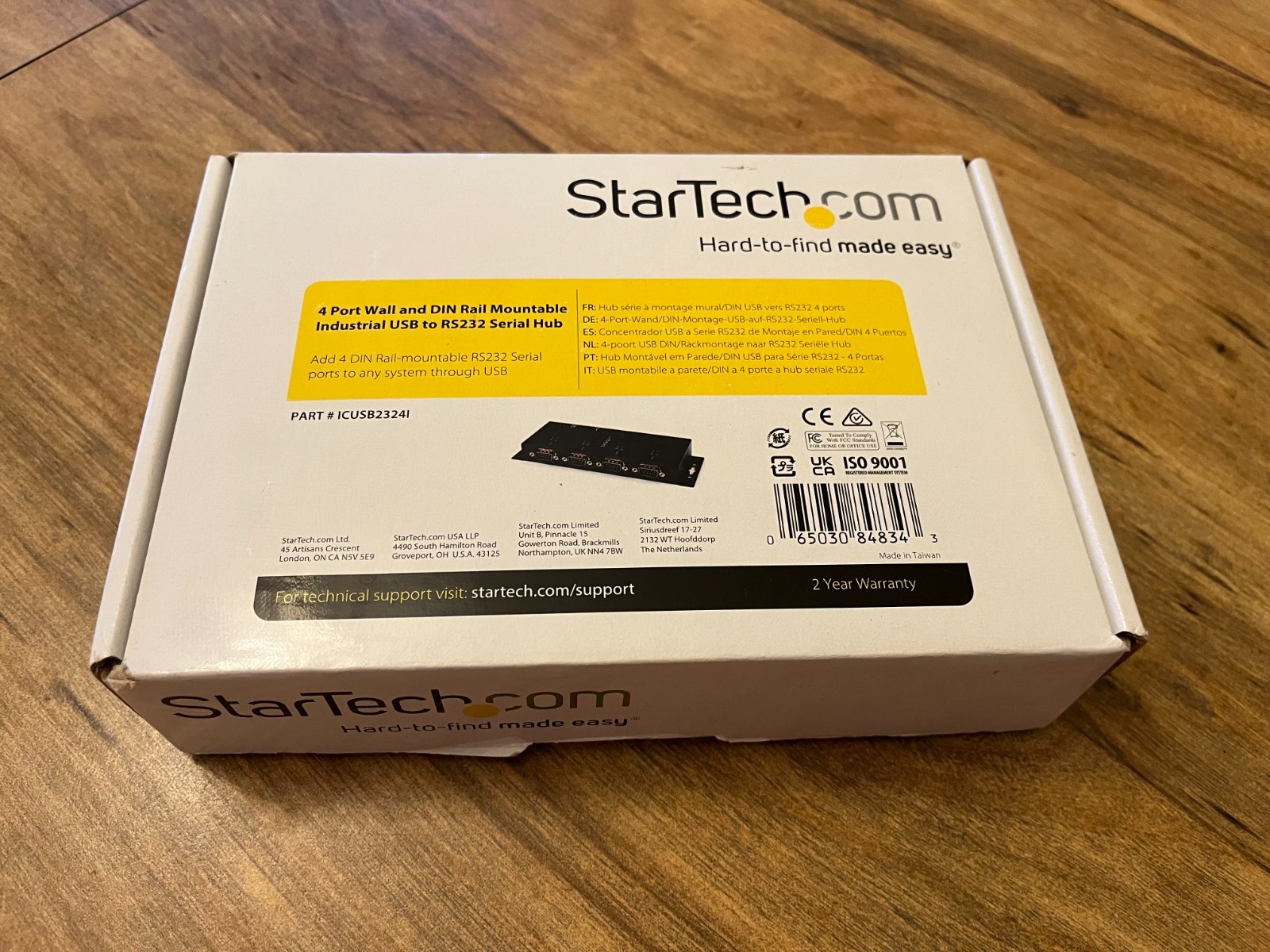 StarTech.Com 4 Port Wall And Rail Mountable Industrial USB to RS232 Serial Hub