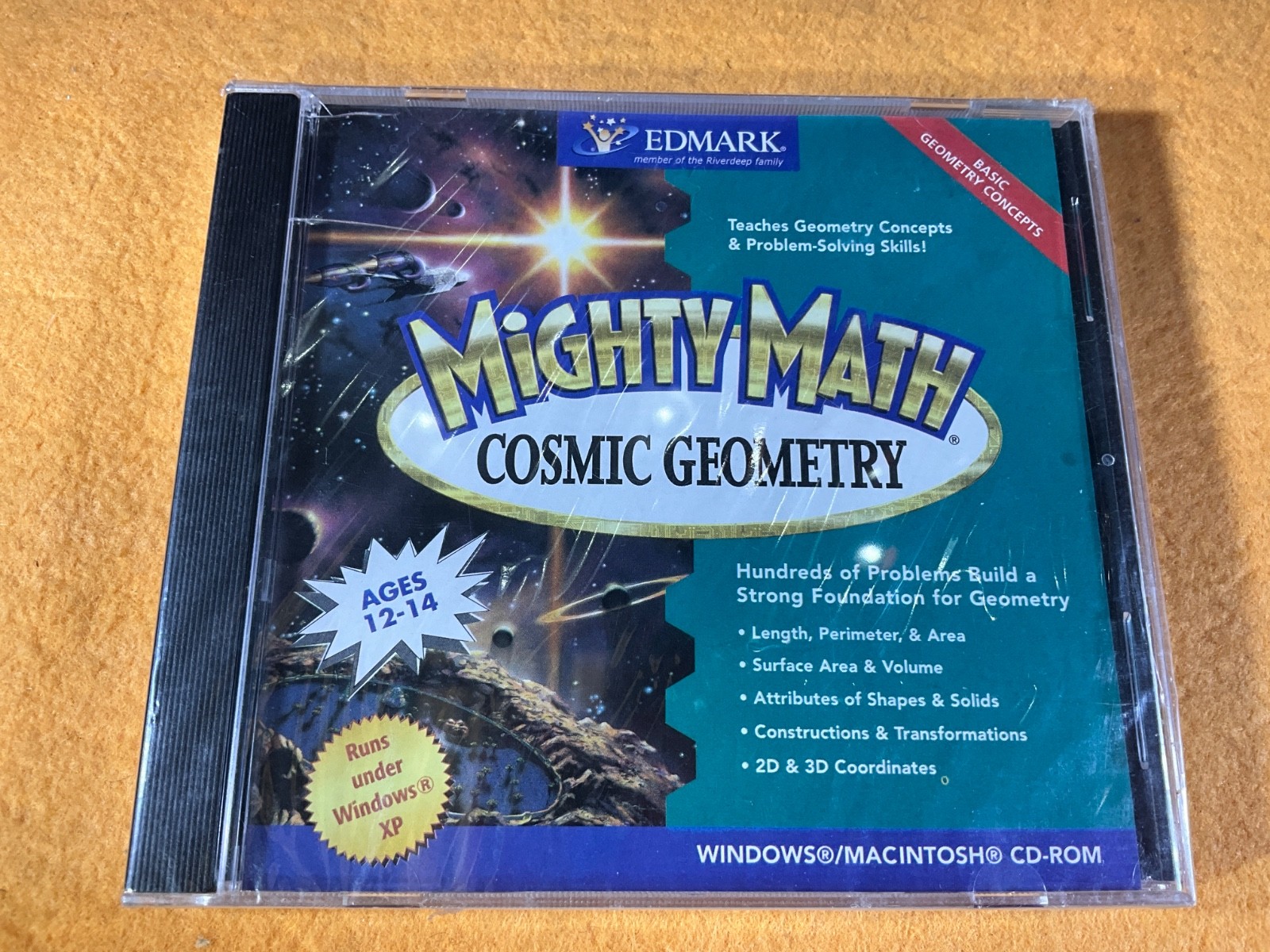 W13-28 MIGHTY MATH COSMIC GEOMETRY CD SOFTWARE - AGES 12-14 - SEALED - RIVERDEEP