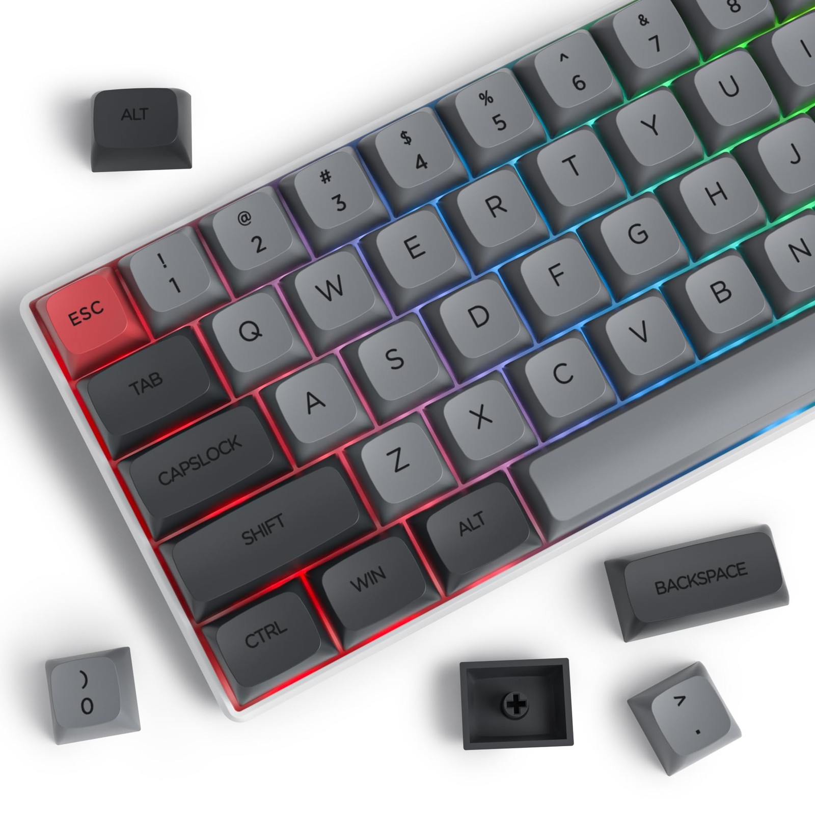 Minimalist Black XDA PBT Keycaps ISO For Mac Fits 60/65/75/96 Percent Boards
