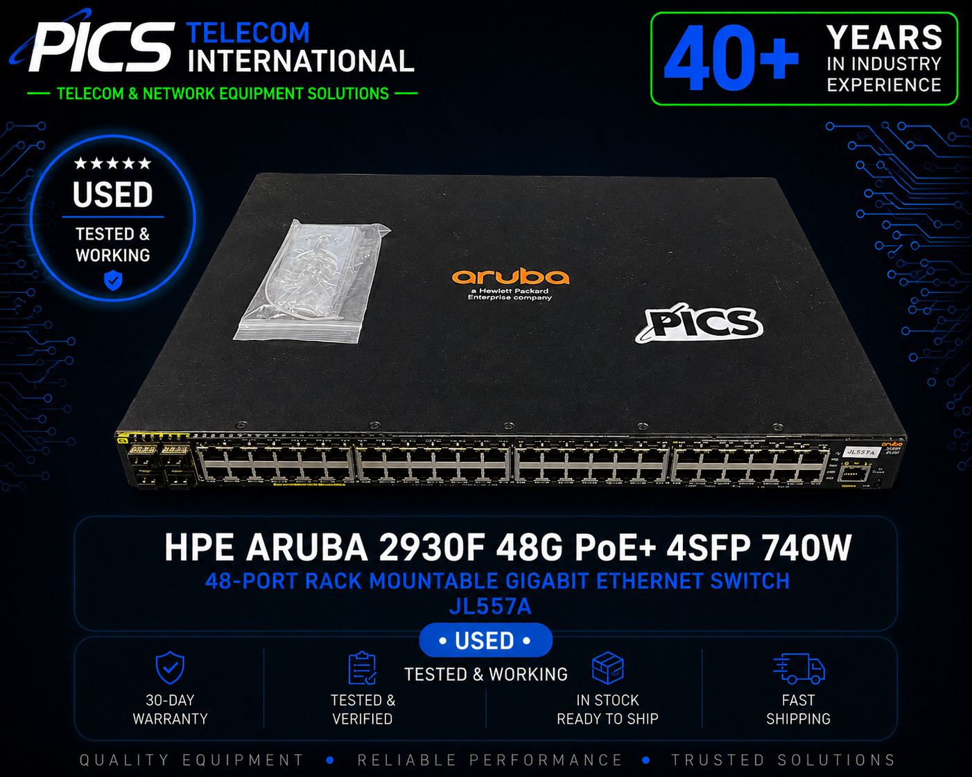 HPE Aruba 2930F 48G PoE+ 4SFP 740W 48-Port Rack Mountable Gigabit Ethernet...