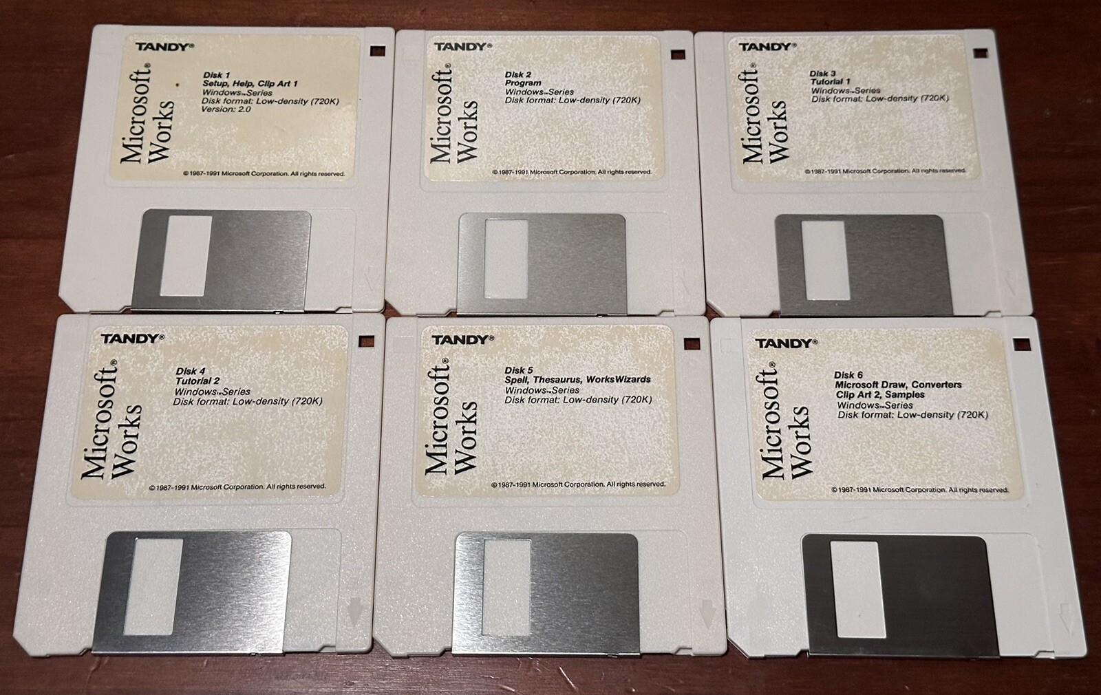 Microsoft Works 1987-1991 For Tandy 6 Disk 3.5” Floppy Software Vintage