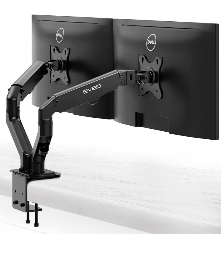 EVEO Dual Monitor Arm- Ergonomic Monitor Stands for 2 Monitors for 10" - 35"